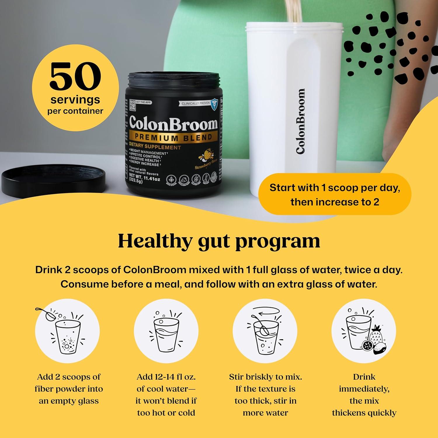 Suplemento en Polvo ColonBroom Fresa 323g - Psyllium Husk