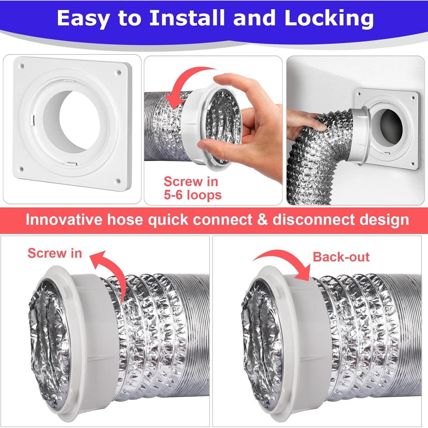 Kit Conector Ventilación Secadora Senshare 4" Rápido 7x7cm