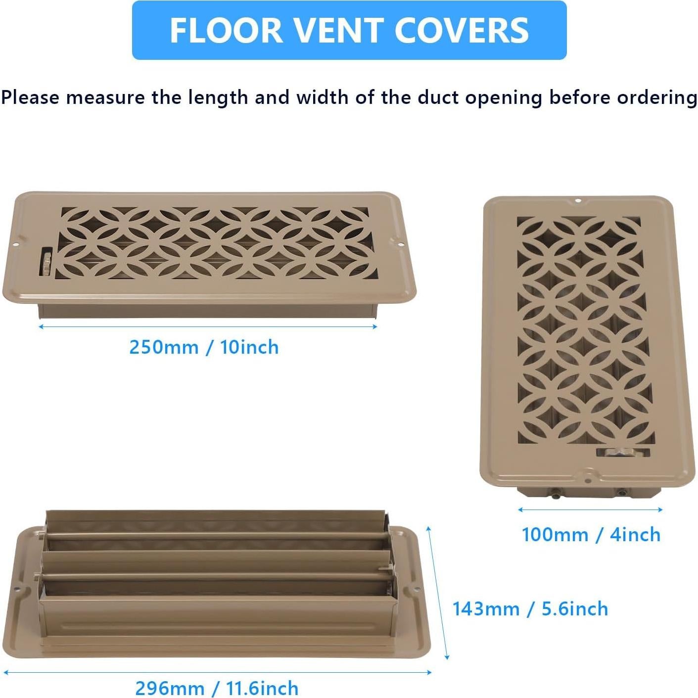 Cubiertas de Ventilación de Piso 2 Paquete MMFSF 25x10 cm Metal Marrón