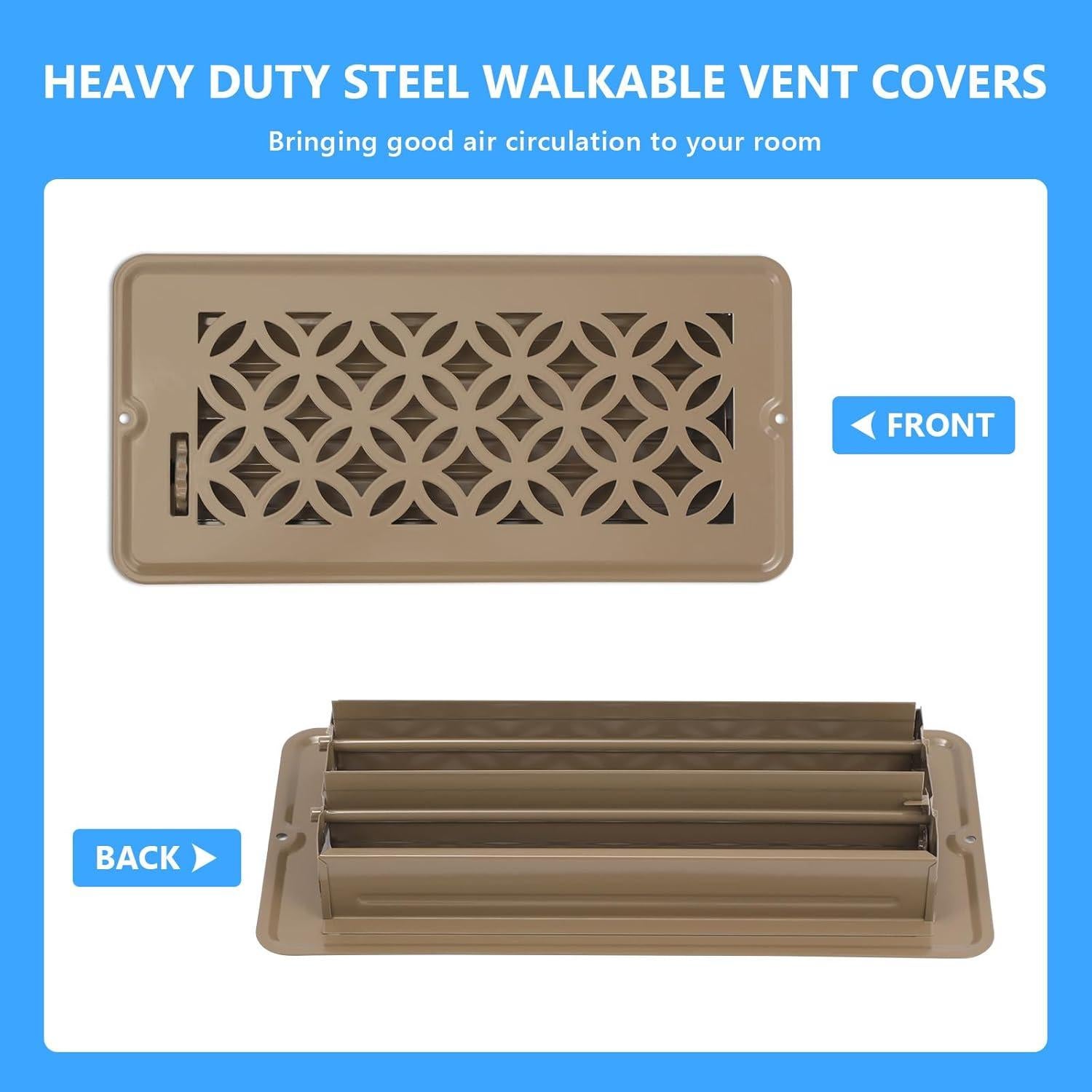 Cubiertas de Ventilación de Piso 2 Paquete MMFSF 25x10 cm Metal Marrón