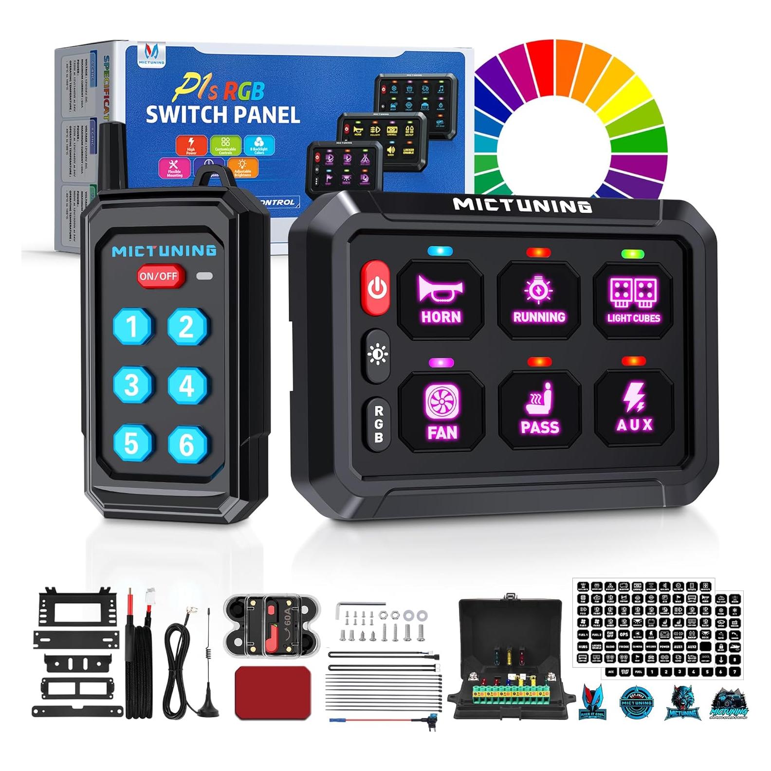 Interruptor Multifuncional MICTUNING RGB 6 Panel Control Remoto 70m