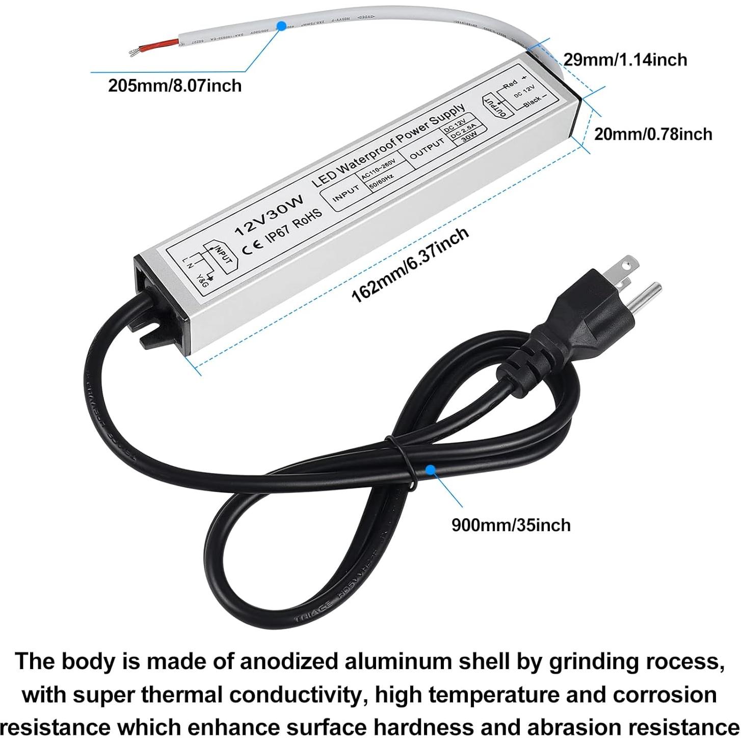 Fuente de Alimentación LED 12V 30W inShareplus IP67 Impermeable