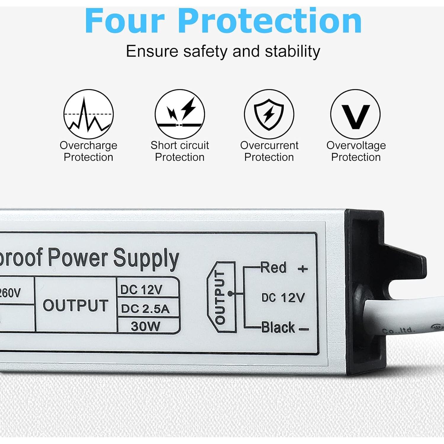 Fuente de Alimentación LED 12V 30W inShareplus IP67 Impermeable