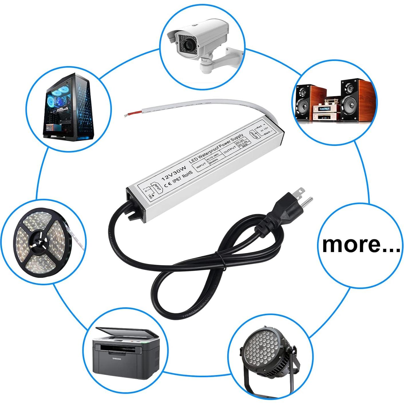 Fuente de Alimentación LED 12V 30W inShareplus IP67 Impermeable