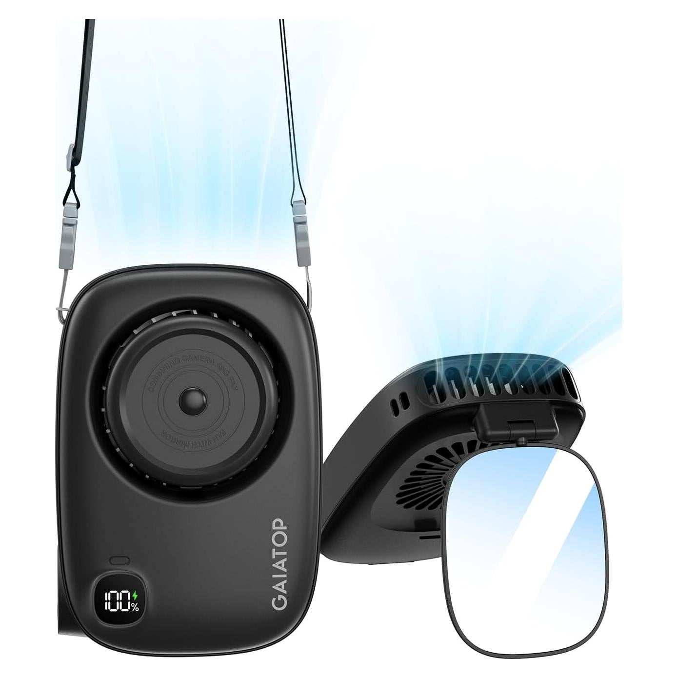 Ventilador de Cuello Gaiatop Recargable con Espejo 3 Velocidades