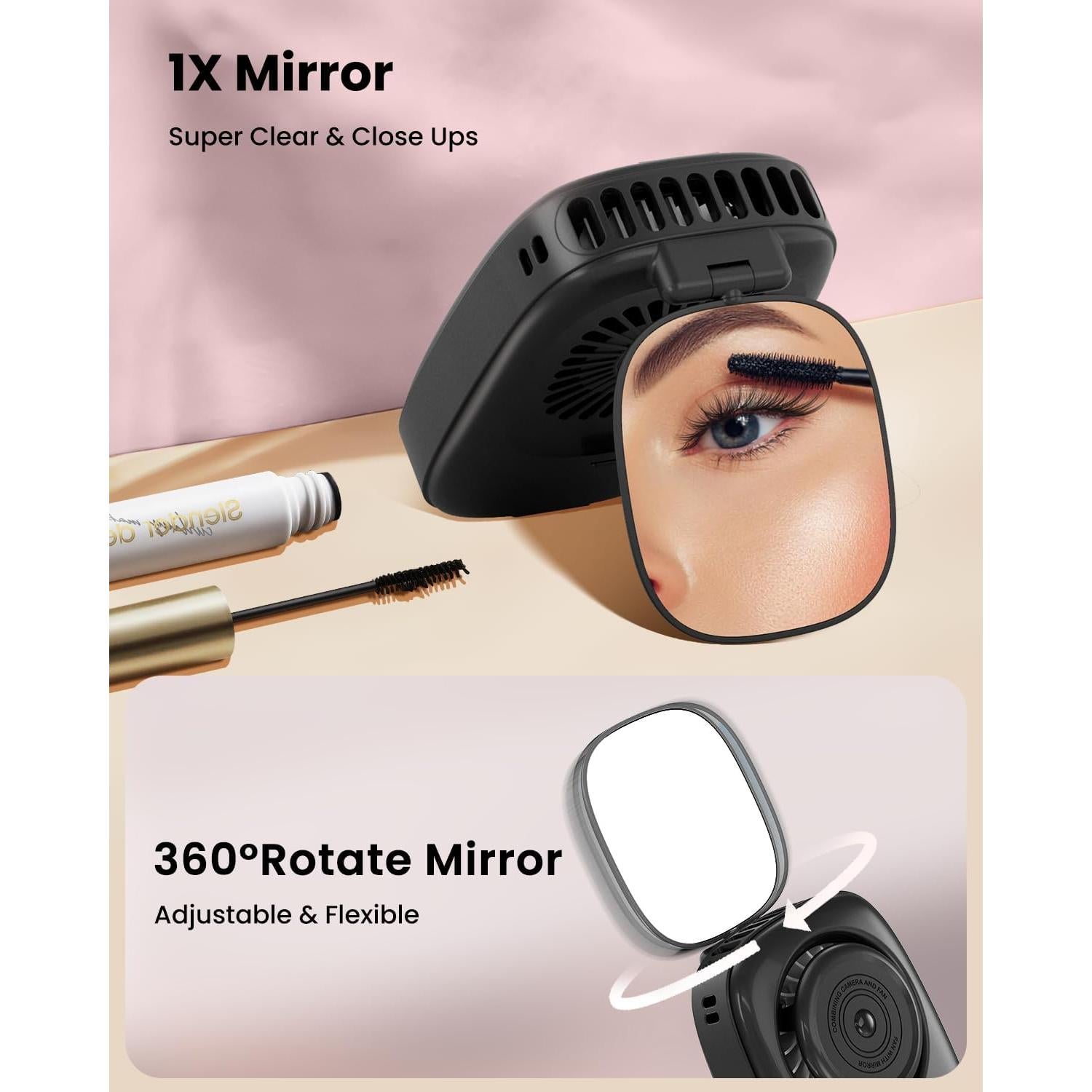 Ventilador de Cuello Gaiatop Recargable con Espejo 3 Velocidades