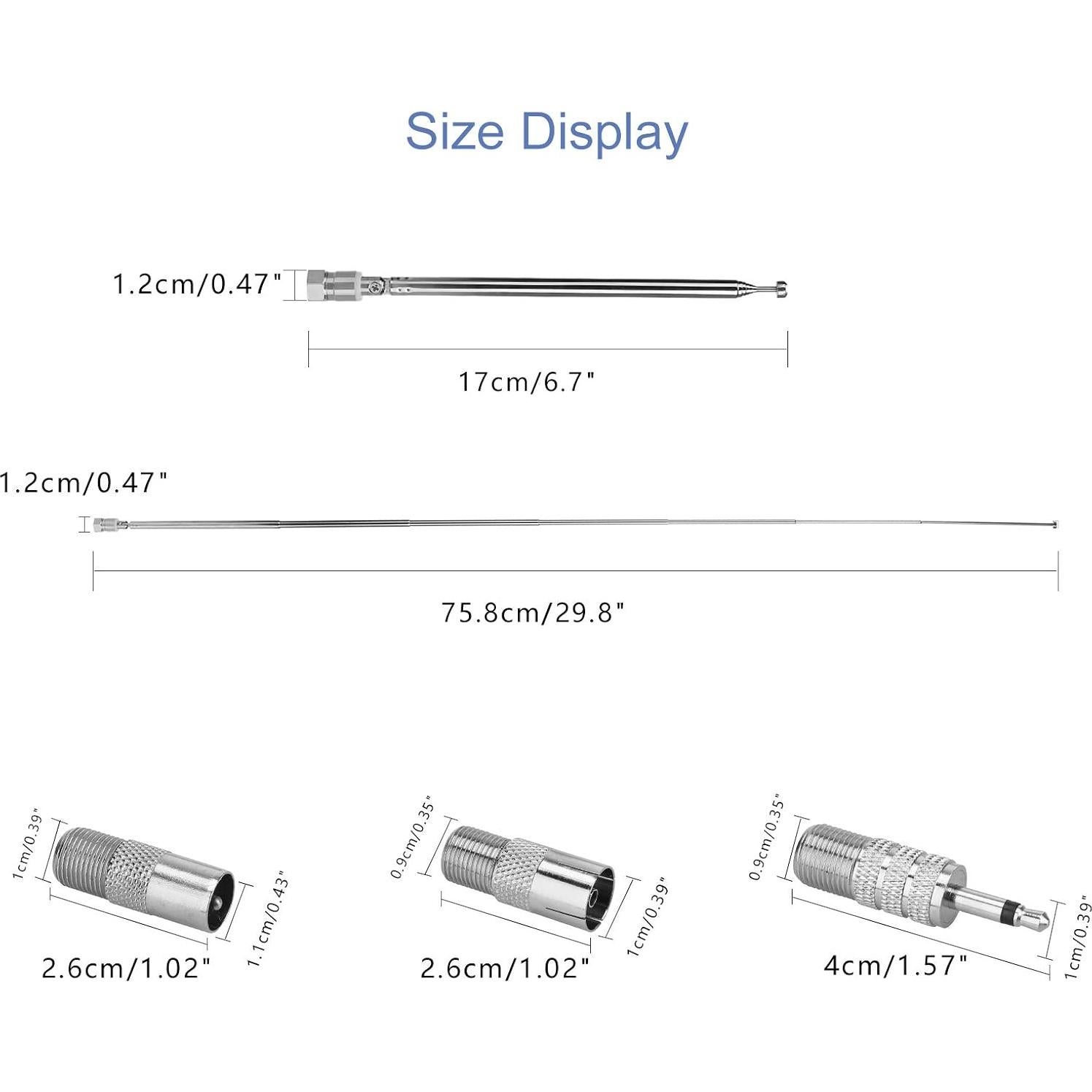 Antena Telescópica ENUODA 75 Ohm 17cm a 75.8cm Tipo F