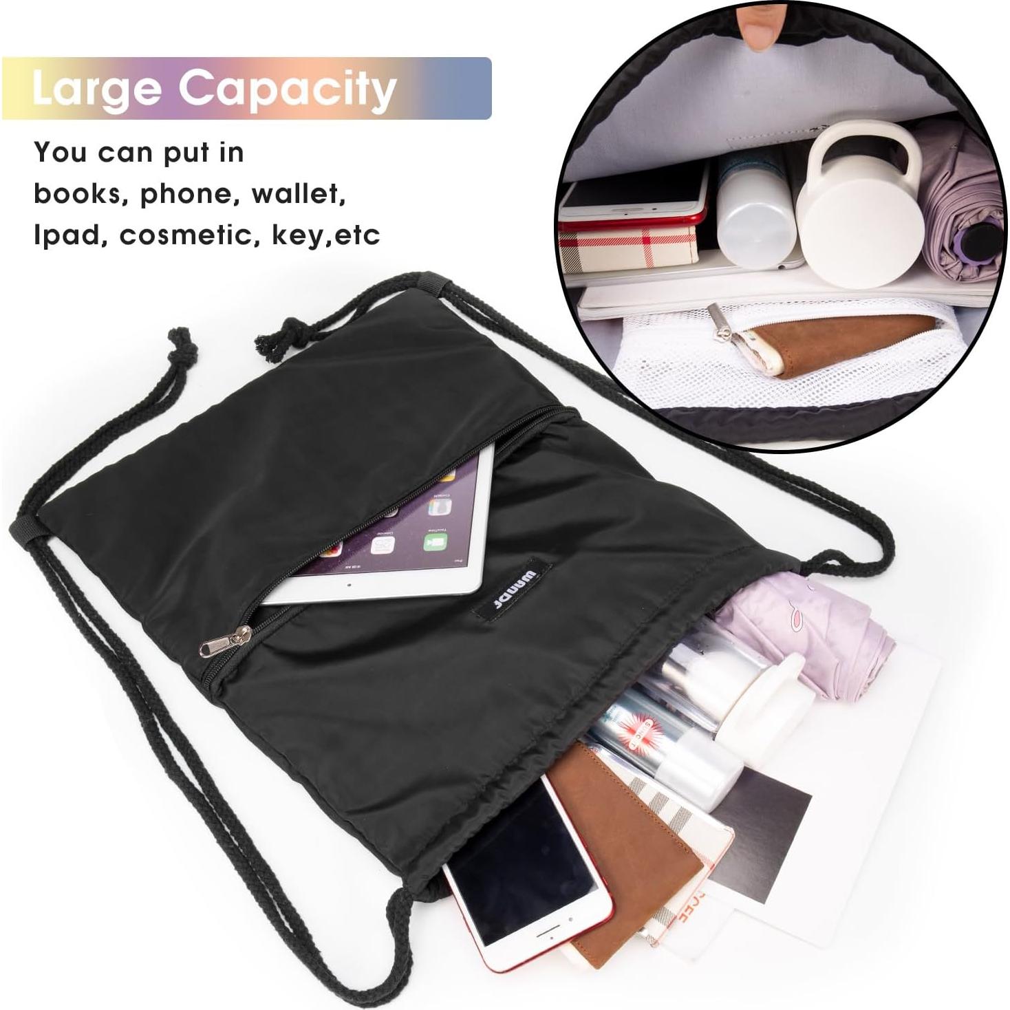 Mochila de Cuerda WANDF Resistente al Agua 10L Negra