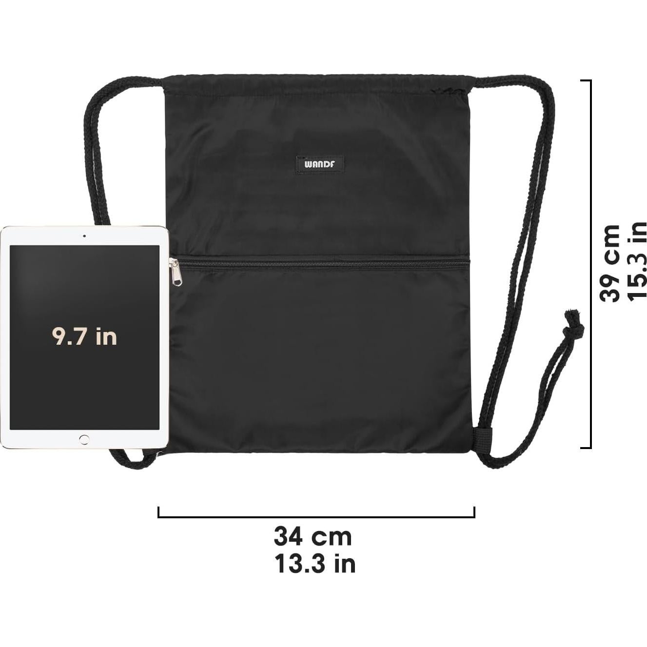 Mochila de Cuerda WANDF Resistente al Agua 10L Negra