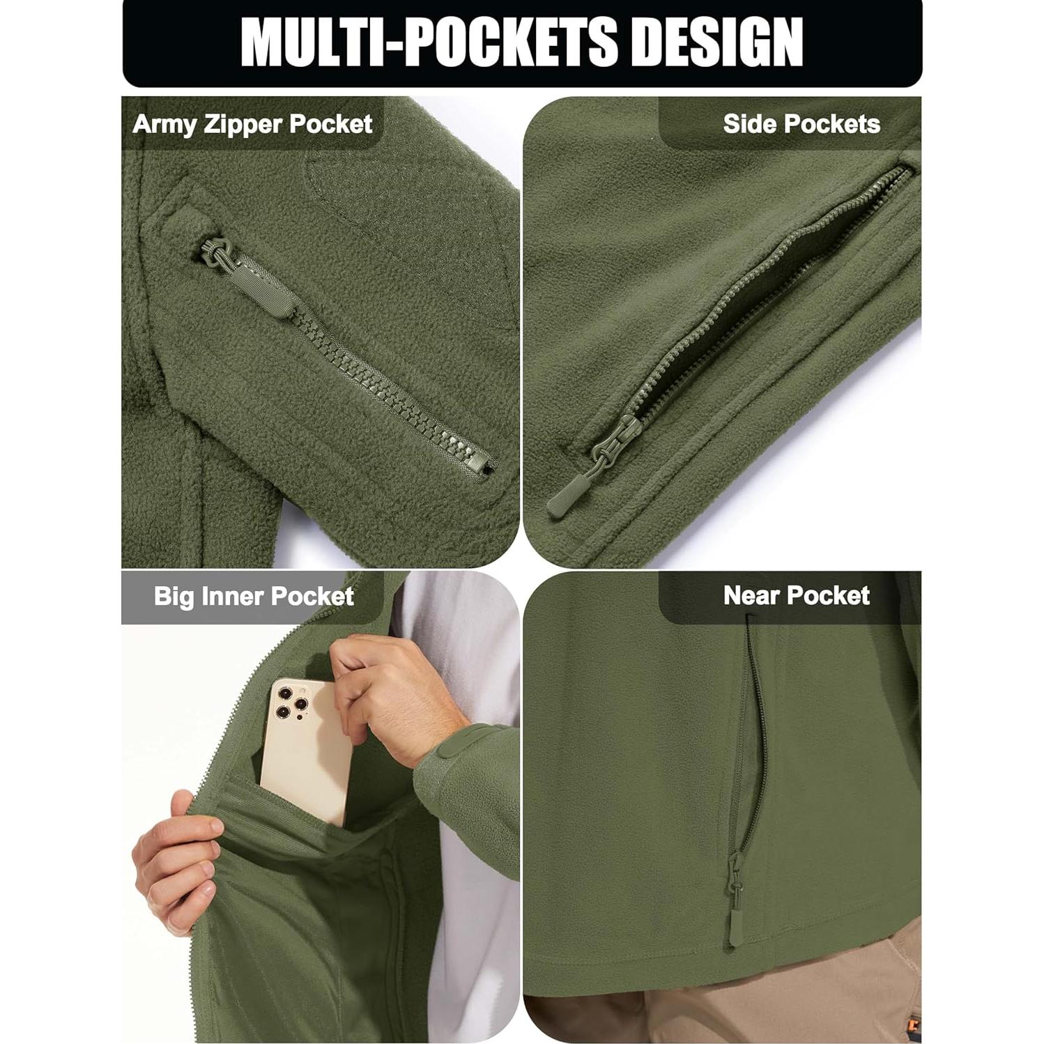 Chaqueta Táctica Militar CRYSULLY para Hombre Verde X-Grande