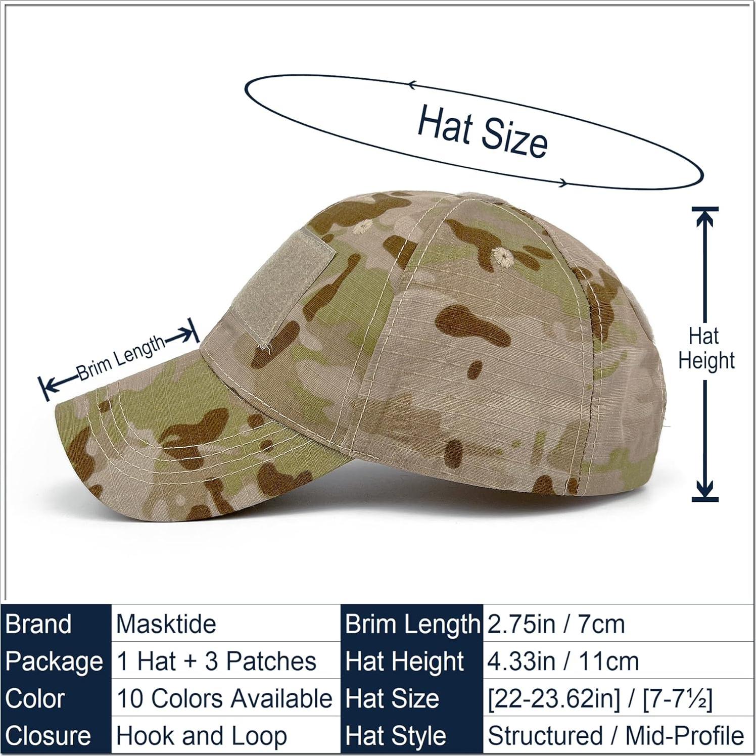 Gorra táctica camuflada con parches de calavera americana