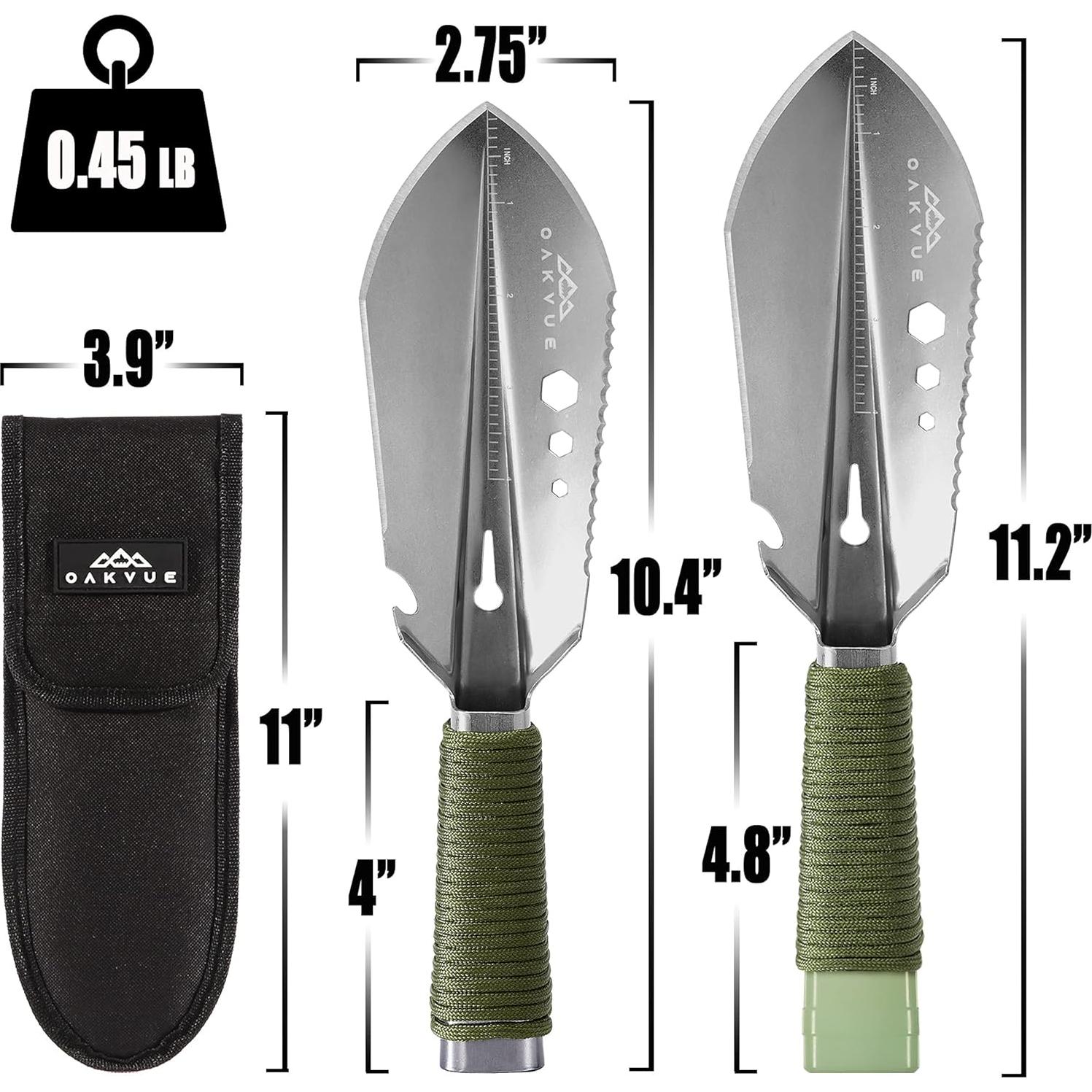 Pala de Camping OAKVUE Compacta de Acero Inoxidable 26.4 cm