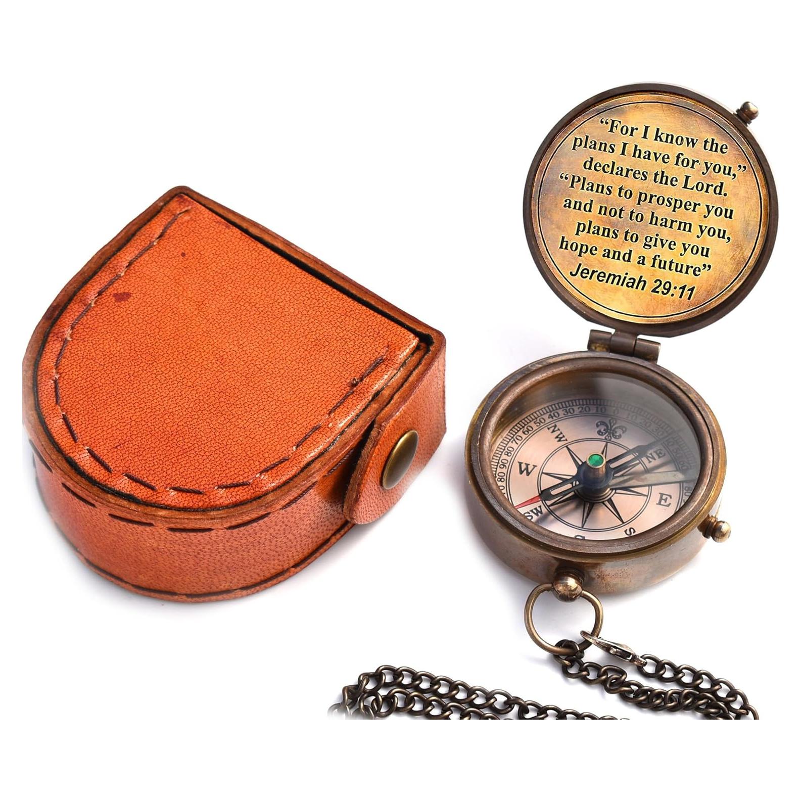 Brújula de Latón Sólido Sara Nautical 5.08 cm - Regalo Bautismo