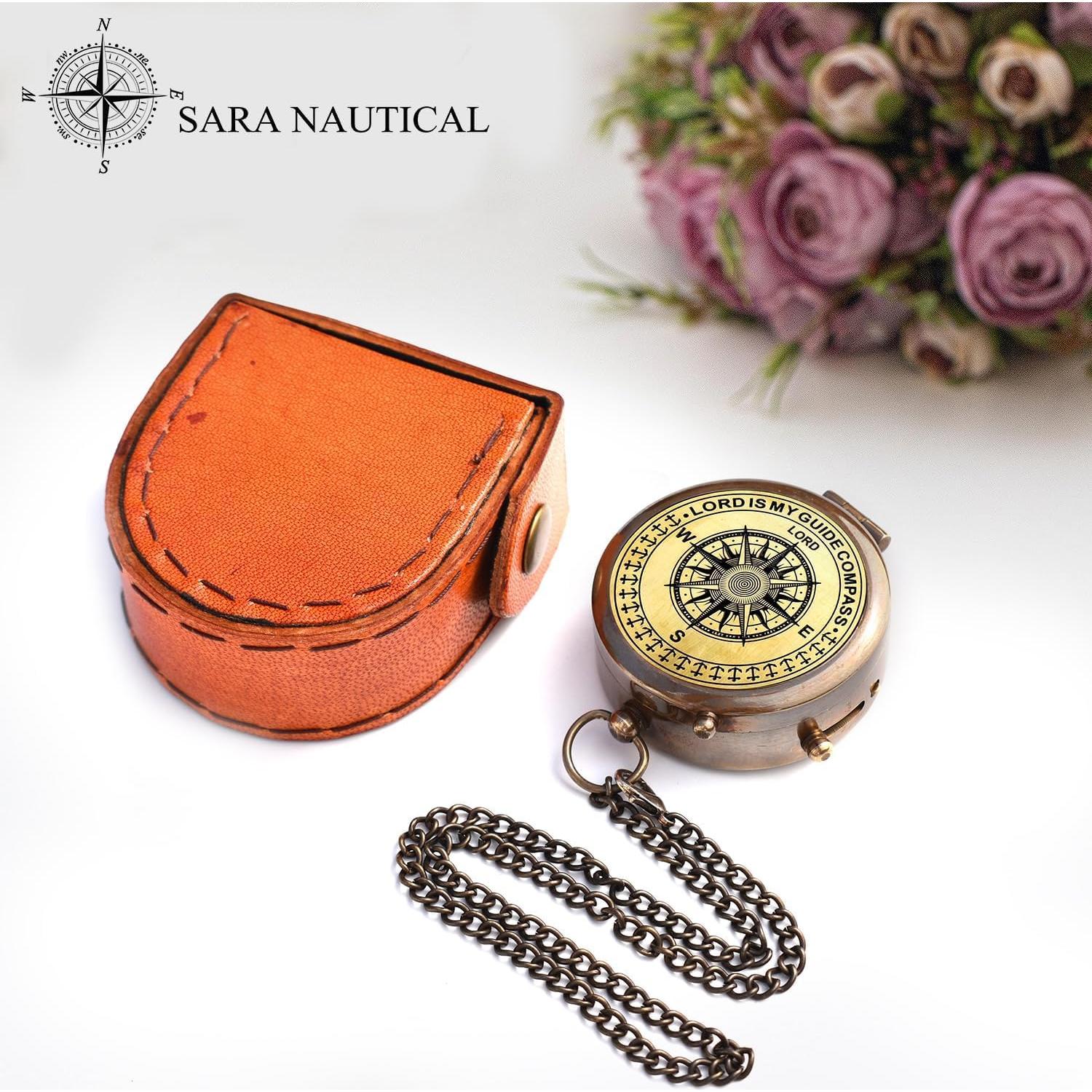 Brújula de Latón Sólido Sara Nautical 5.08 cm - Regalo Bautismo