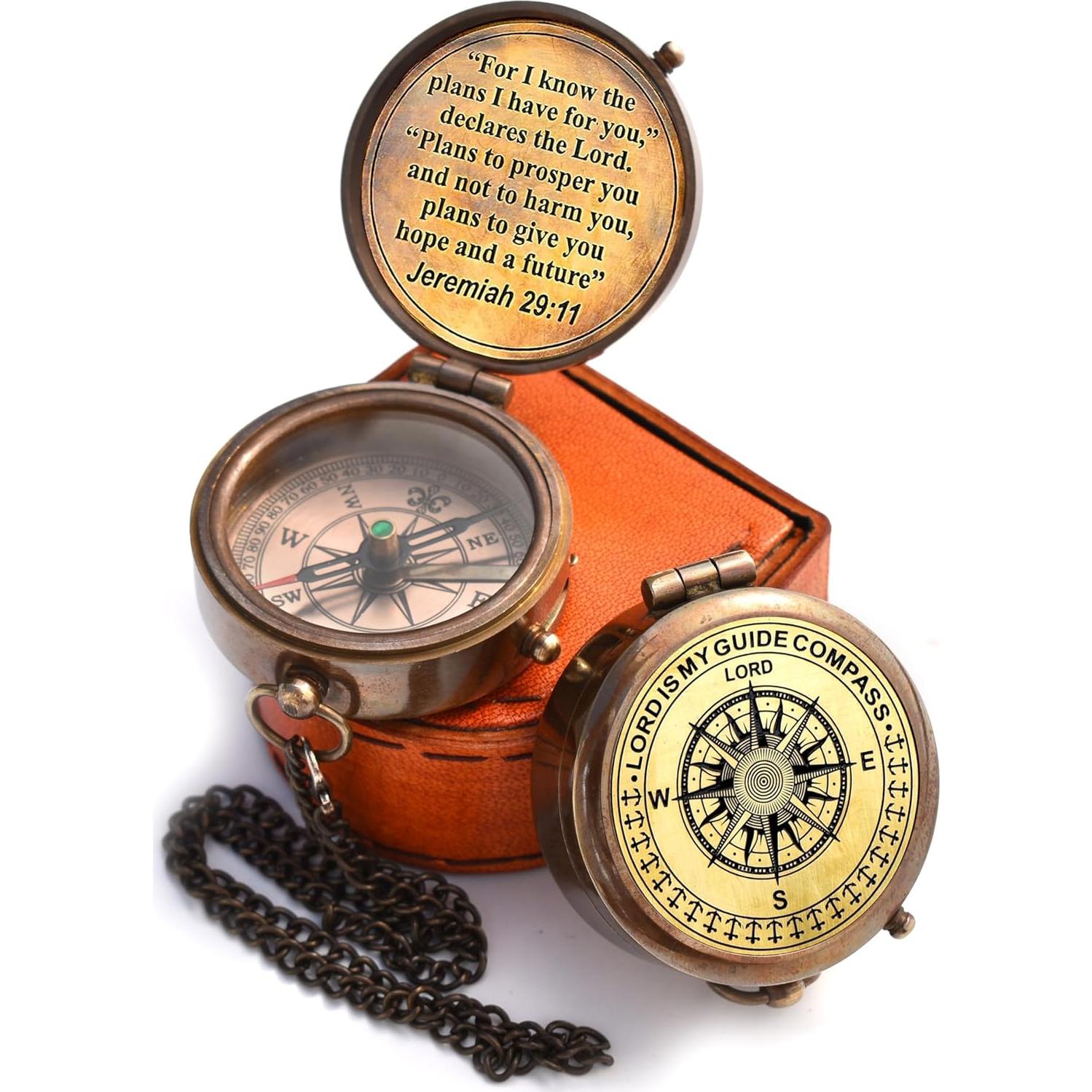 Brújula de Latón Sólido Sara Nautical 5.08 cm - Regalo Bautismo