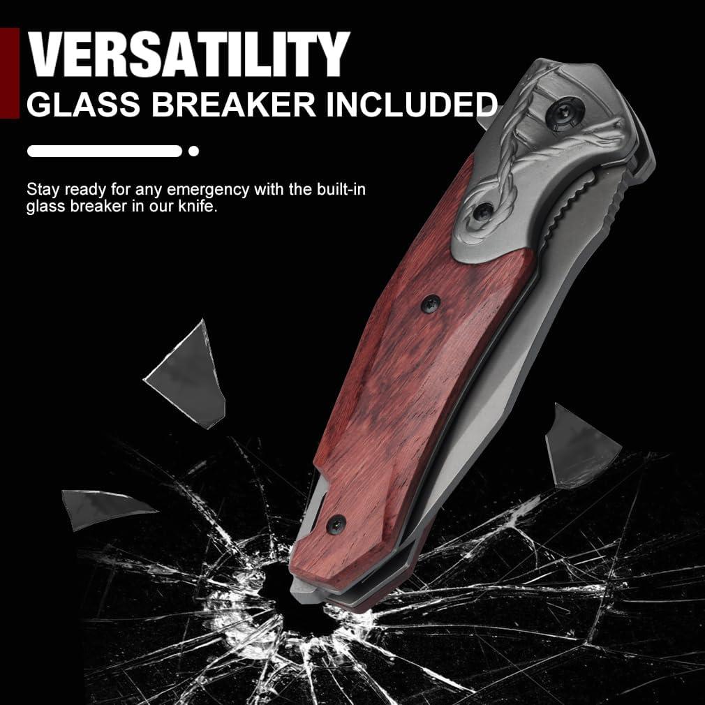 Cuchillo de bolsillo KNOVATET EDC con mango de madera 7.87 cm