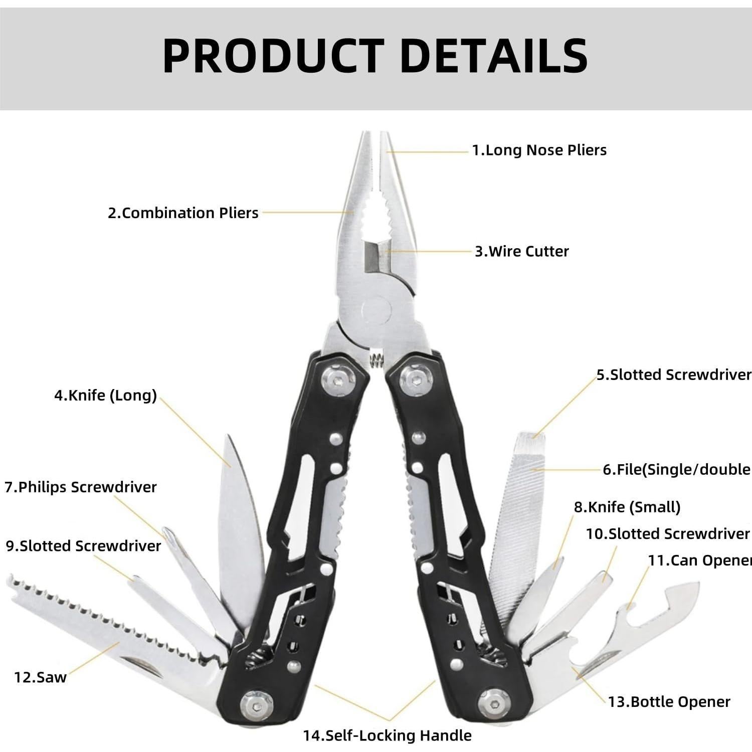 Multiherramienta 14 en 1 YWHWXB Acero Inoxidable Plegable