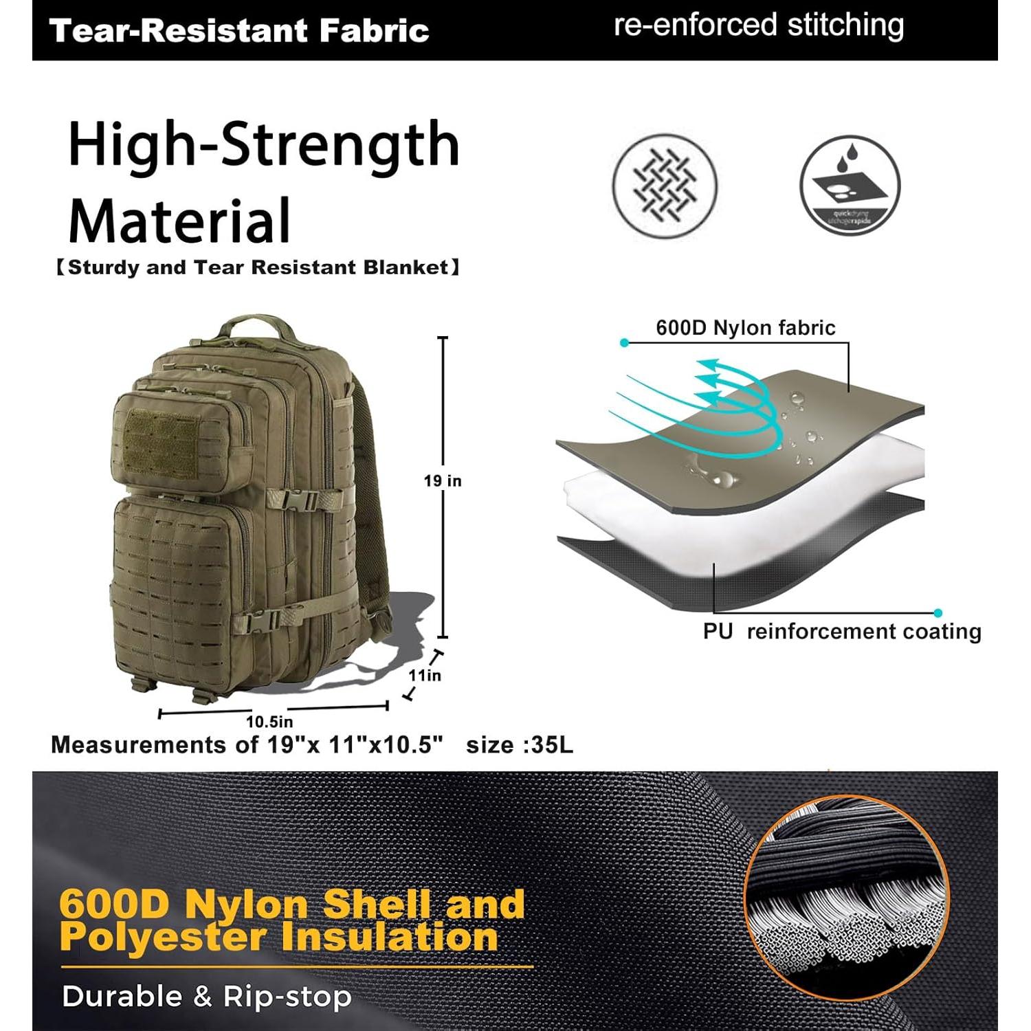 Mochila Táctica Militar 35L Verde Resistente al Agua MOLLE