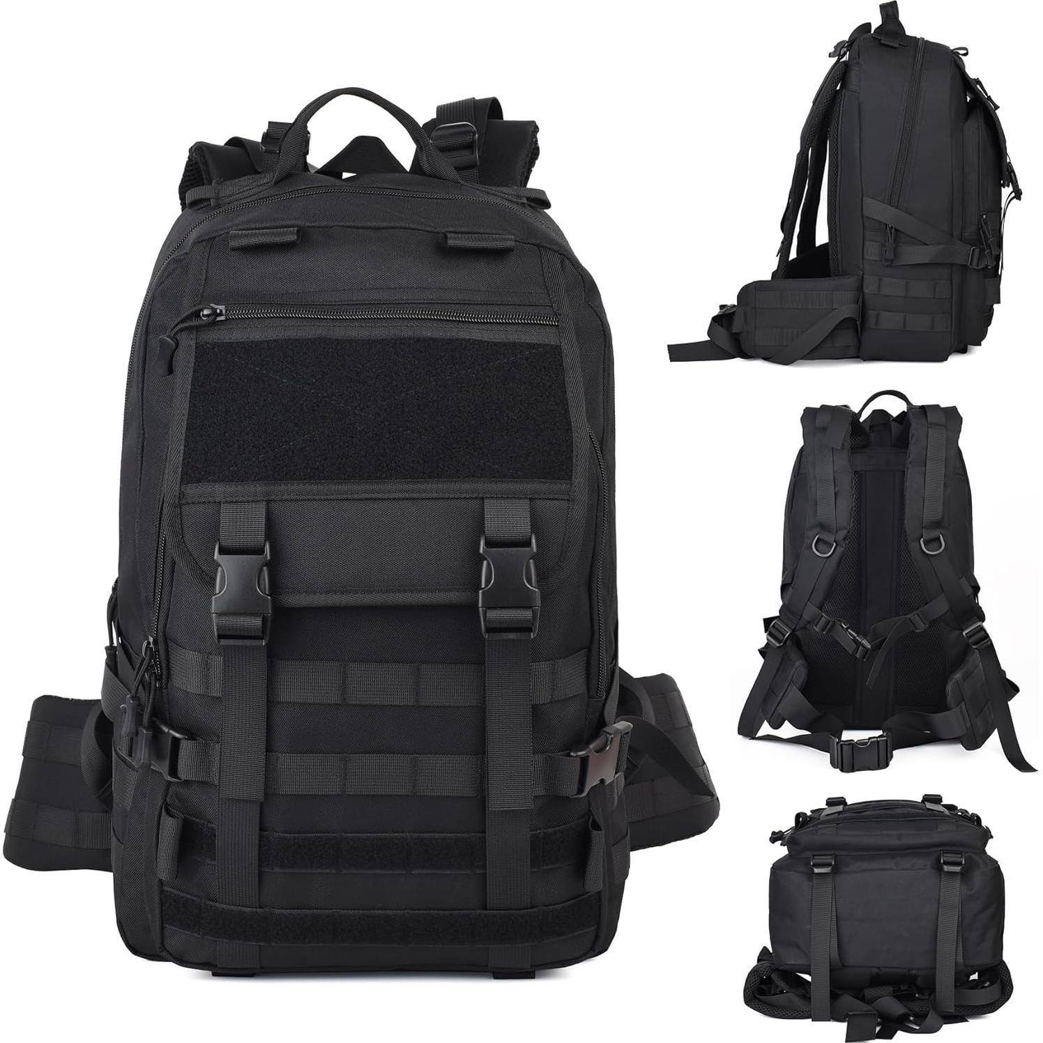 Mochila Táctica Militar JUMAHE 35L Negra para Senderismo