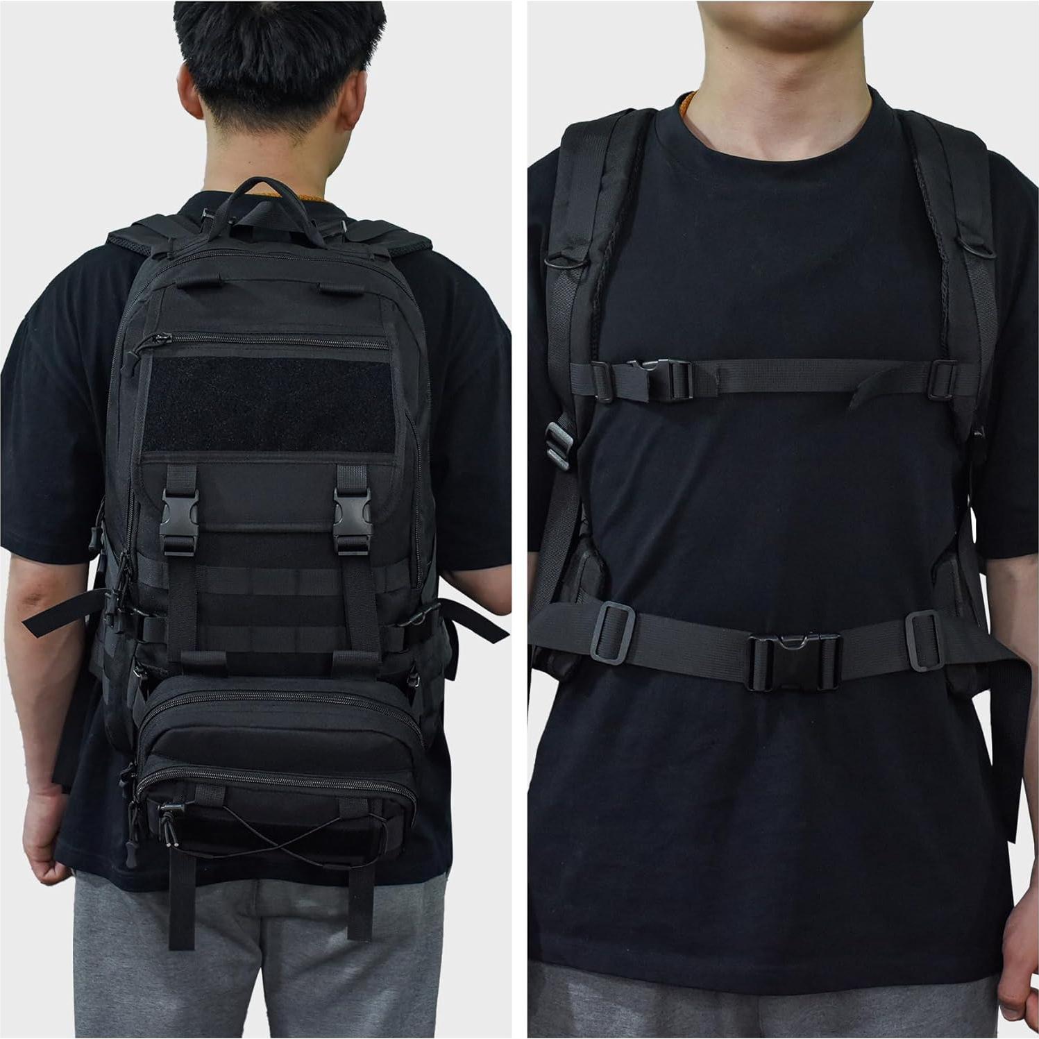 Mochila Táctica Militar JUMAHE 35L Negra para Senderismo