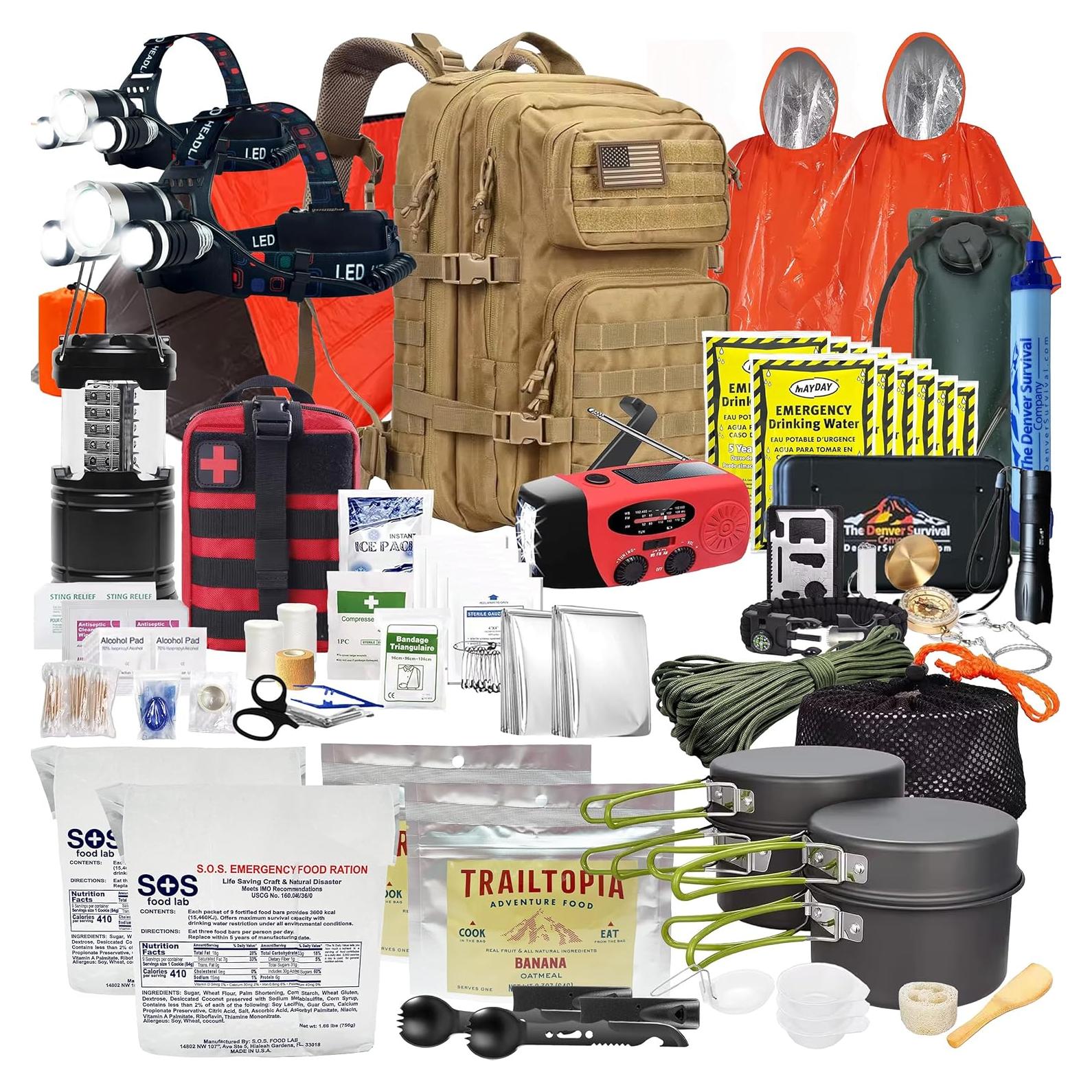 Mochila de Supervivencia 72 Horas Denver para 2 Personas Caqui