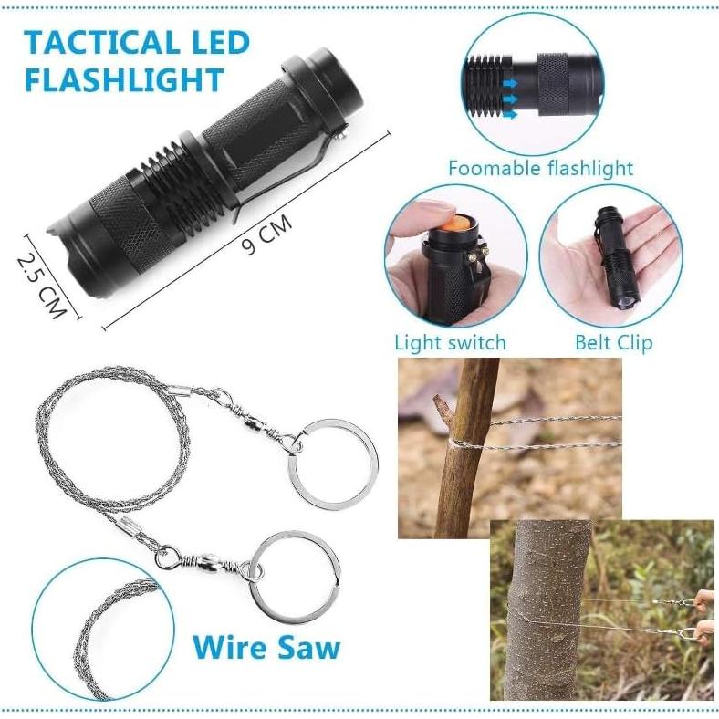 Kit de Supervivencia y Primeros Auxilios JIAOLUOLI 142 Piezas