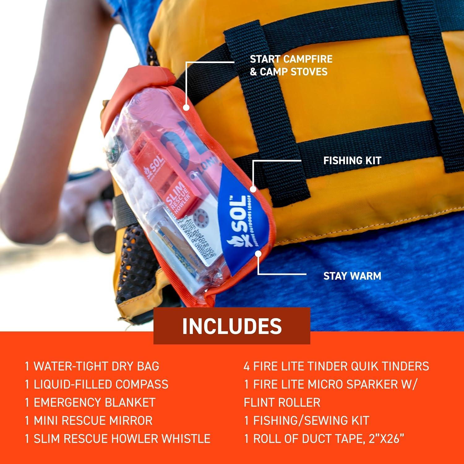 Kit de Supervivencia Scout S.O.L. Naranja Impermeable 13.34x26.04cm