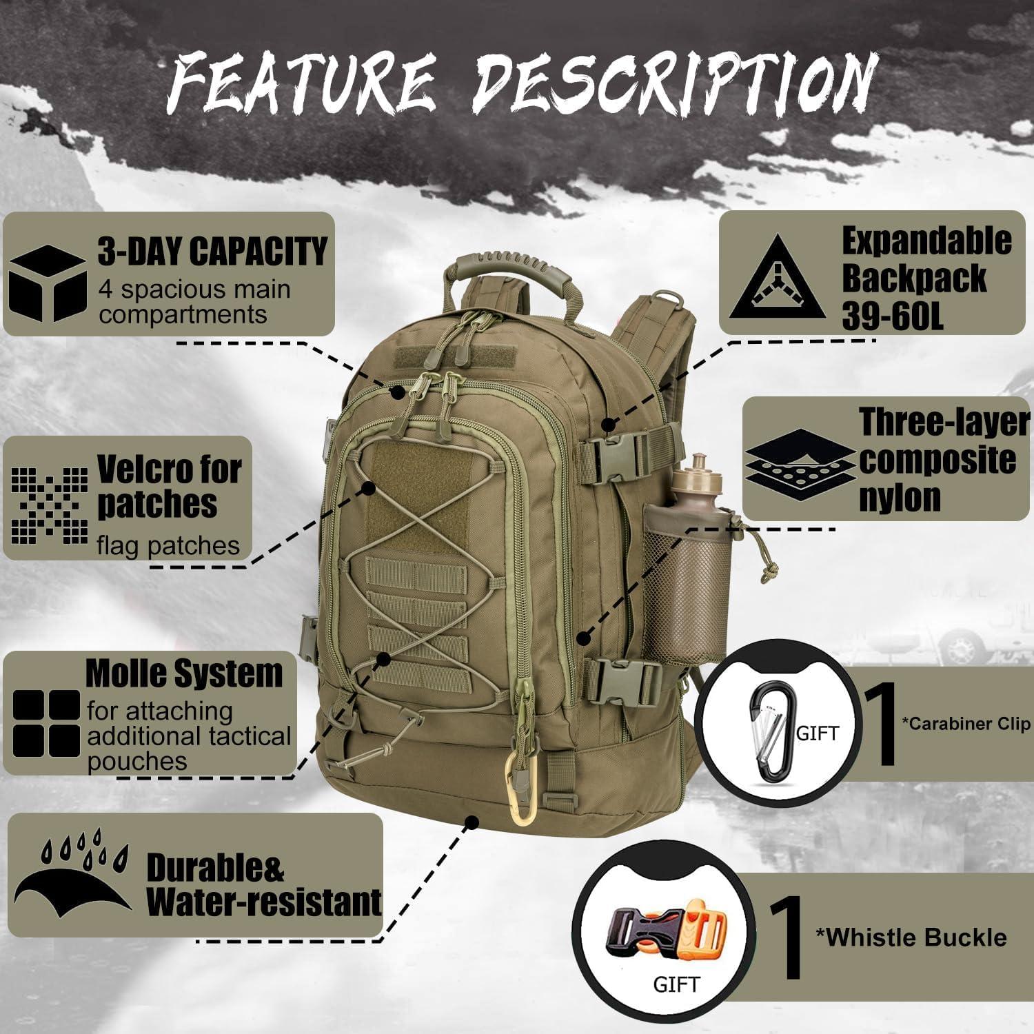 Mochila Táctica Expandible Militar 60L Verde - Lt23045