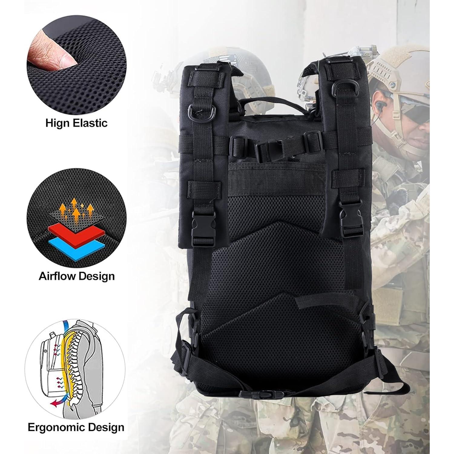 Mochila Táctica Lawaia 30L Negra para Senderismo y Camping