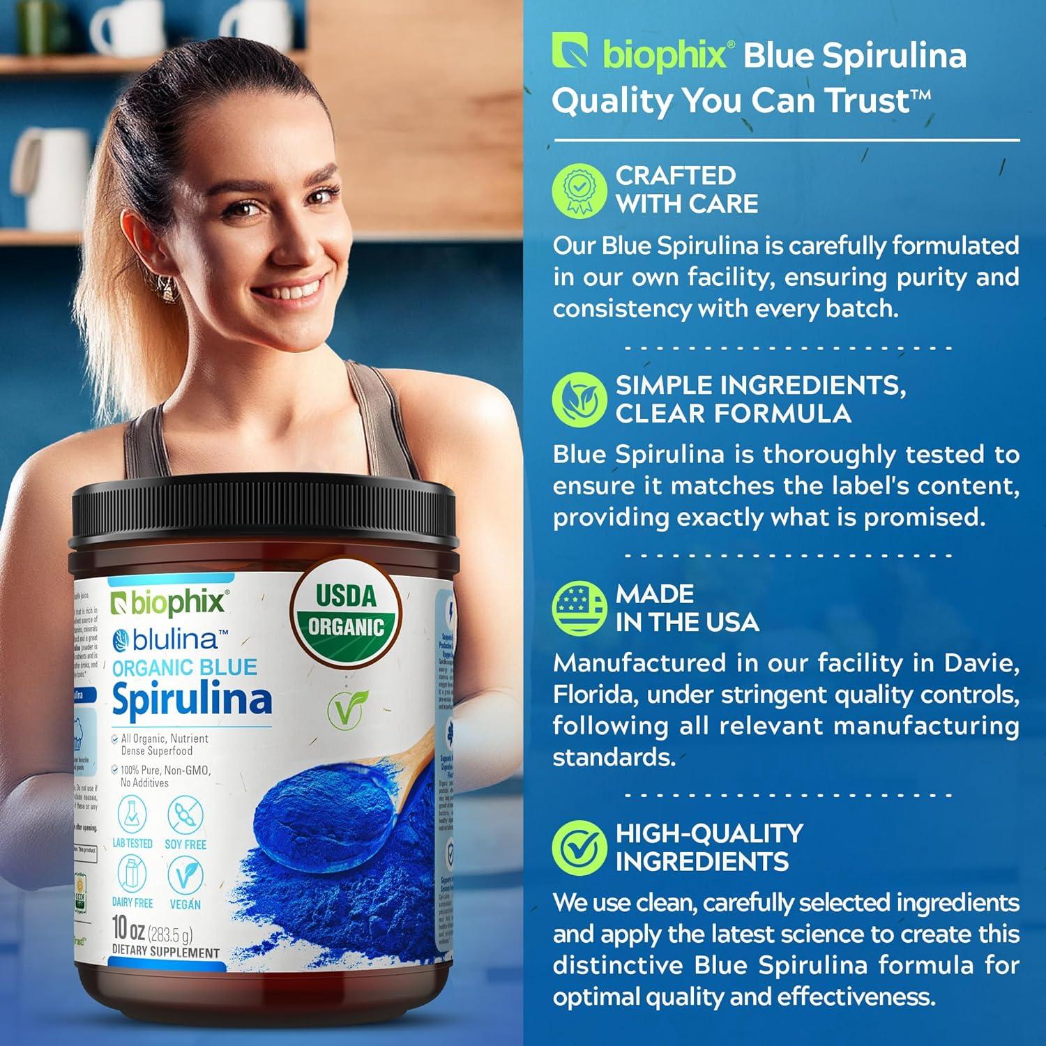 Polvo de Espirulina Azul Orgánica Biophix 283 g - Superfood