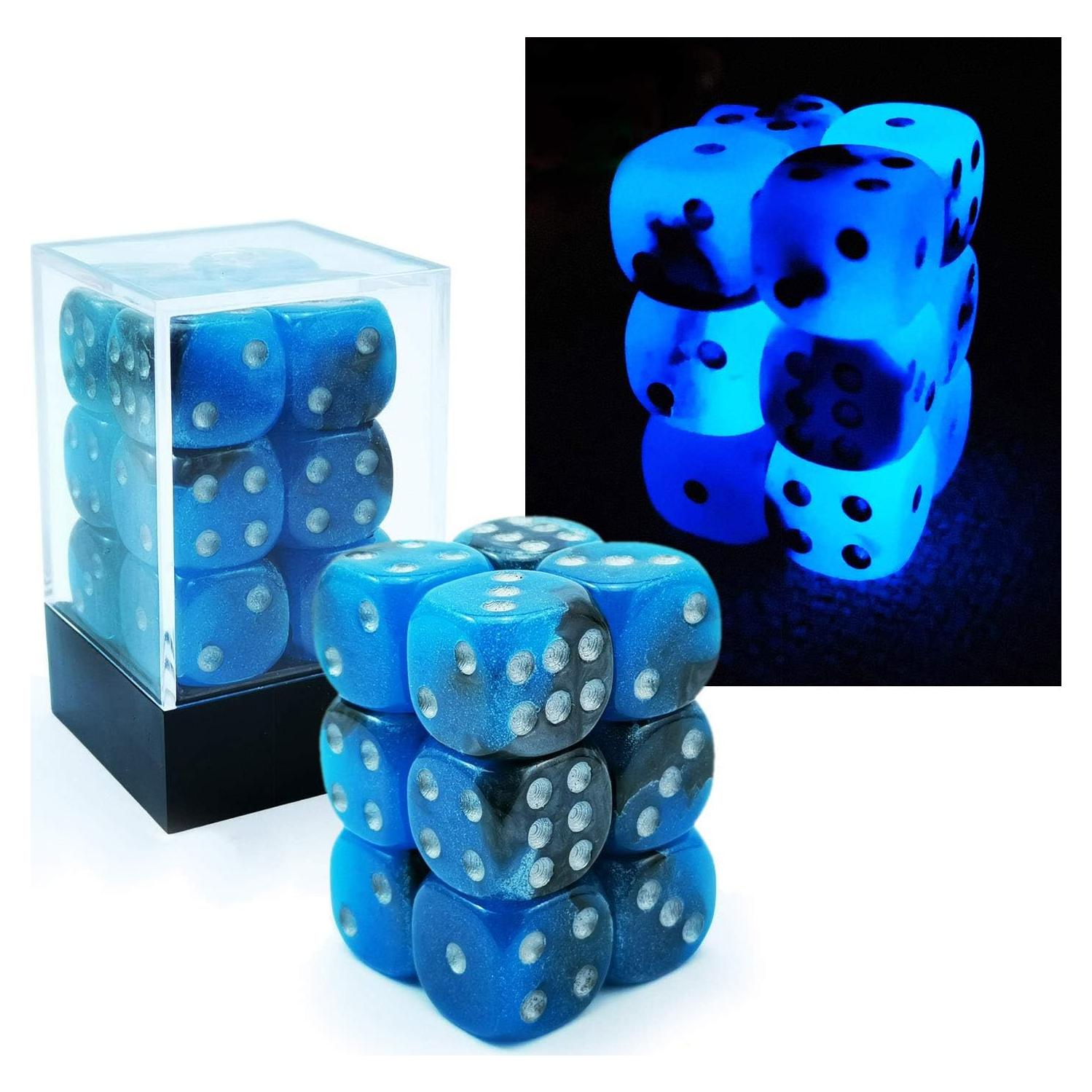Dados D6 Brillantes Bescon 16mm Set de 12pcs Amanecer Azul