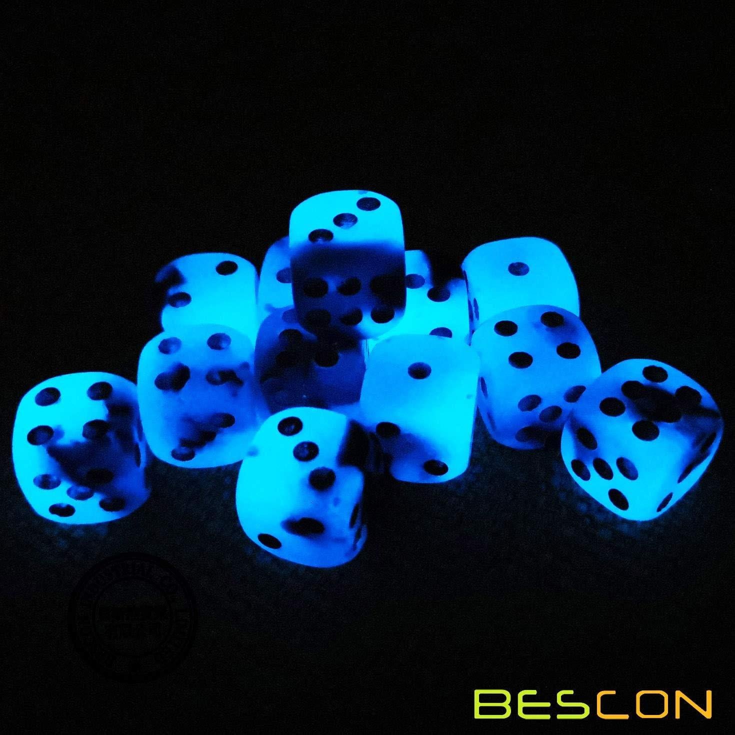 Dados D6 Brillantes Bescon 16mm Set de 12pcs Amanecer Azul