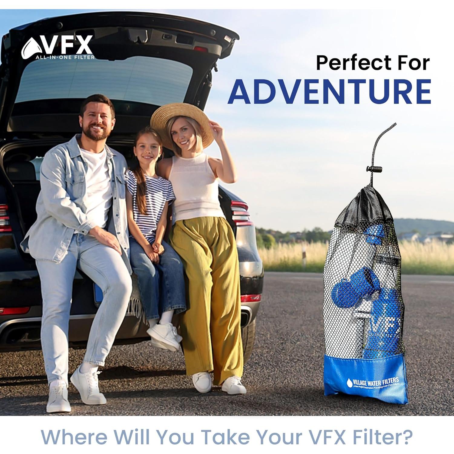 Filtro de Agua Portátil VFX - Purificador de Supervivencia 0.1 Micrones