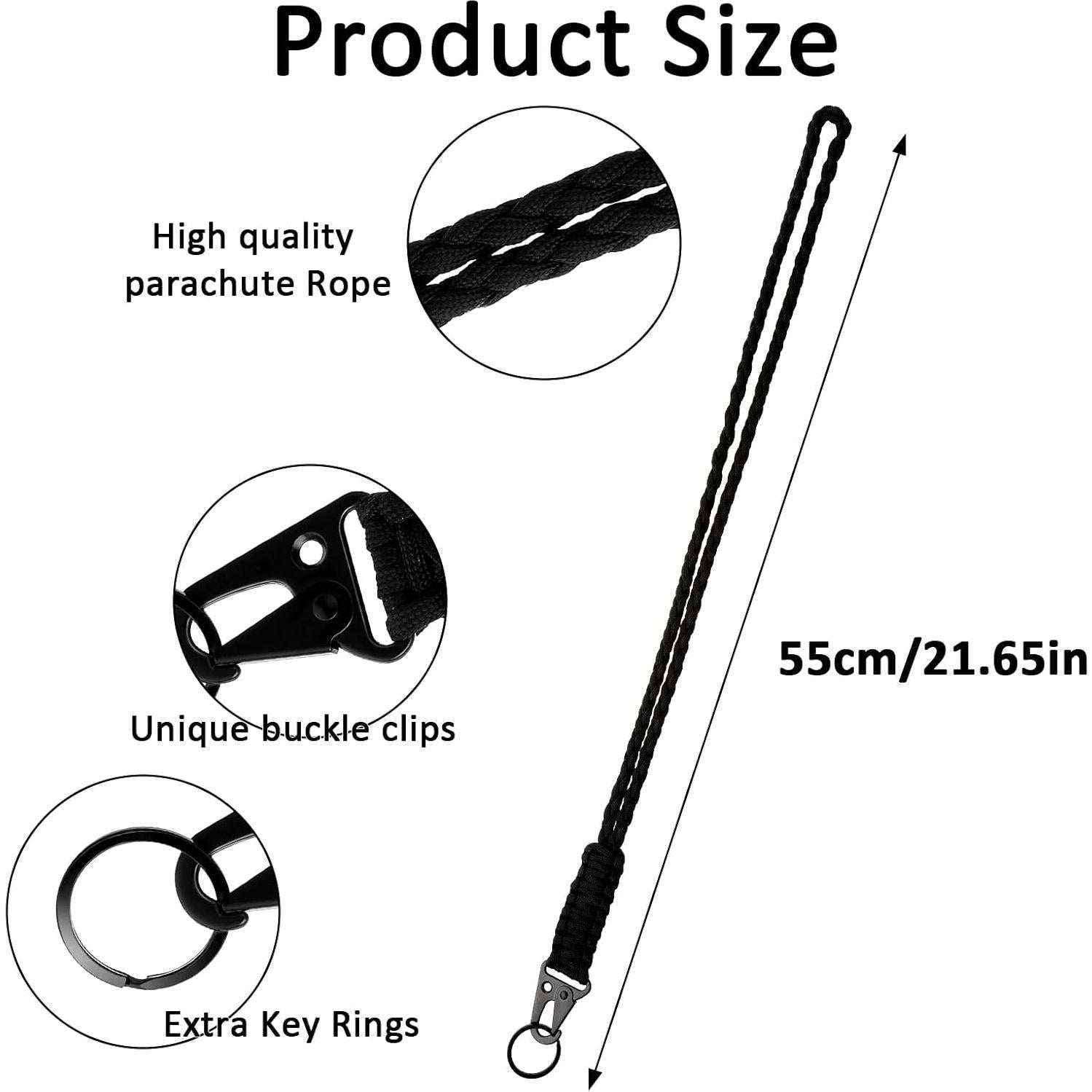 Lanyard de Paracord Negro Gjinxi 55cm Resistente 550lb