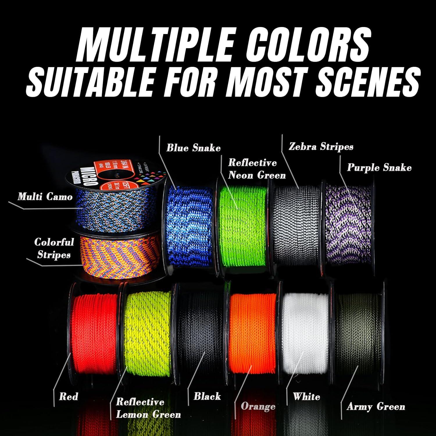 Cuerda Micro Paracord WEREWOLVES 1.18mm 38m Rayas Coloridas