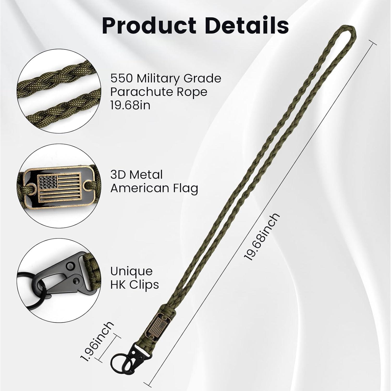 Llavero de Cuerda Paracord ELCJDZYO Verde Militar 2 Pcs