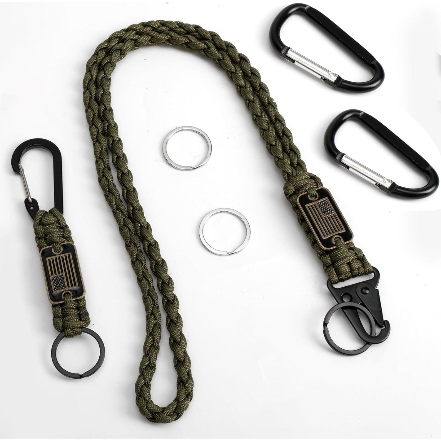 Llavero de Cuerda Paracord ELCJDZYO Verde Militar 2 Pcs