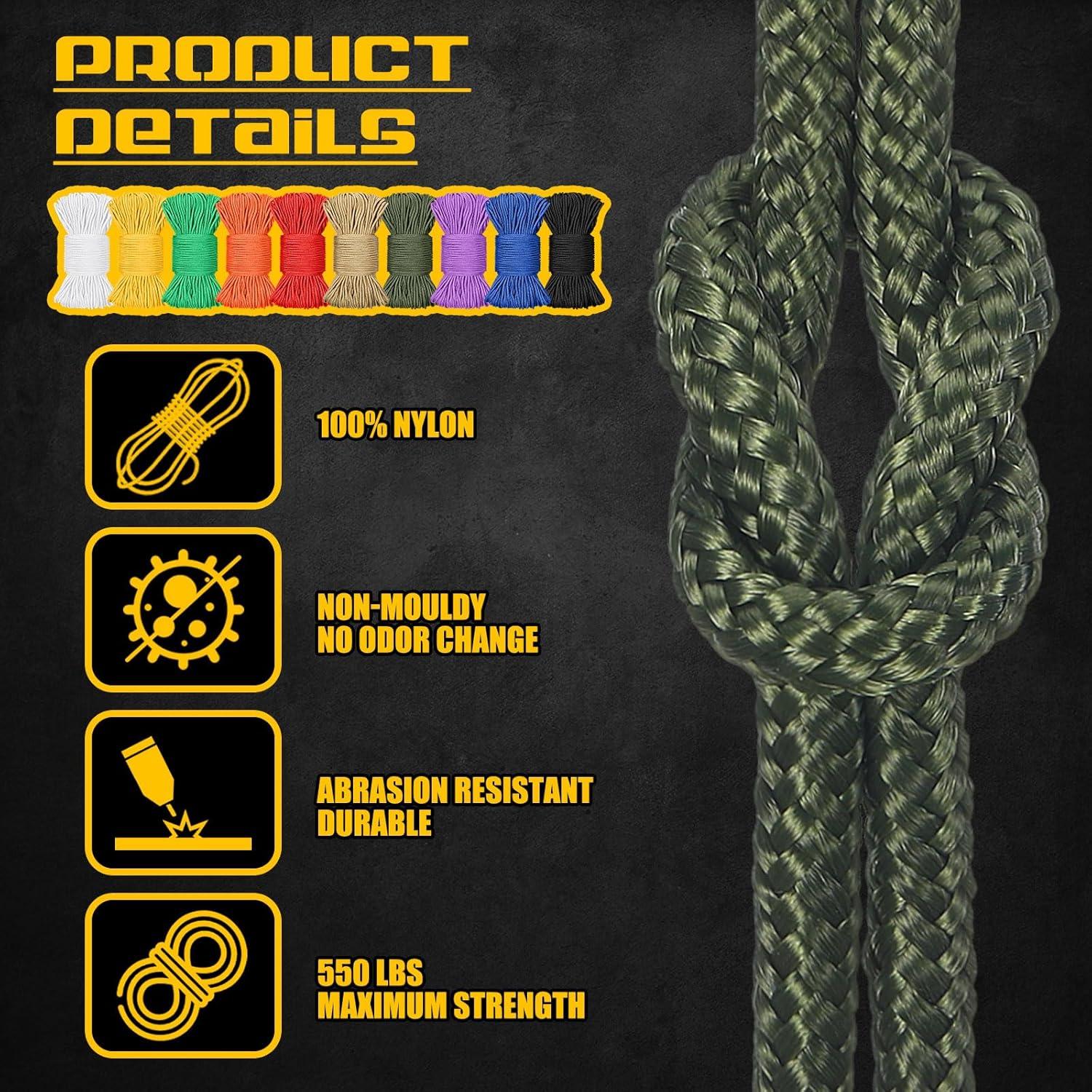 Cuerda Paracord 10 Hilos 30m GliCraft 650kg Nylon 10 Colores