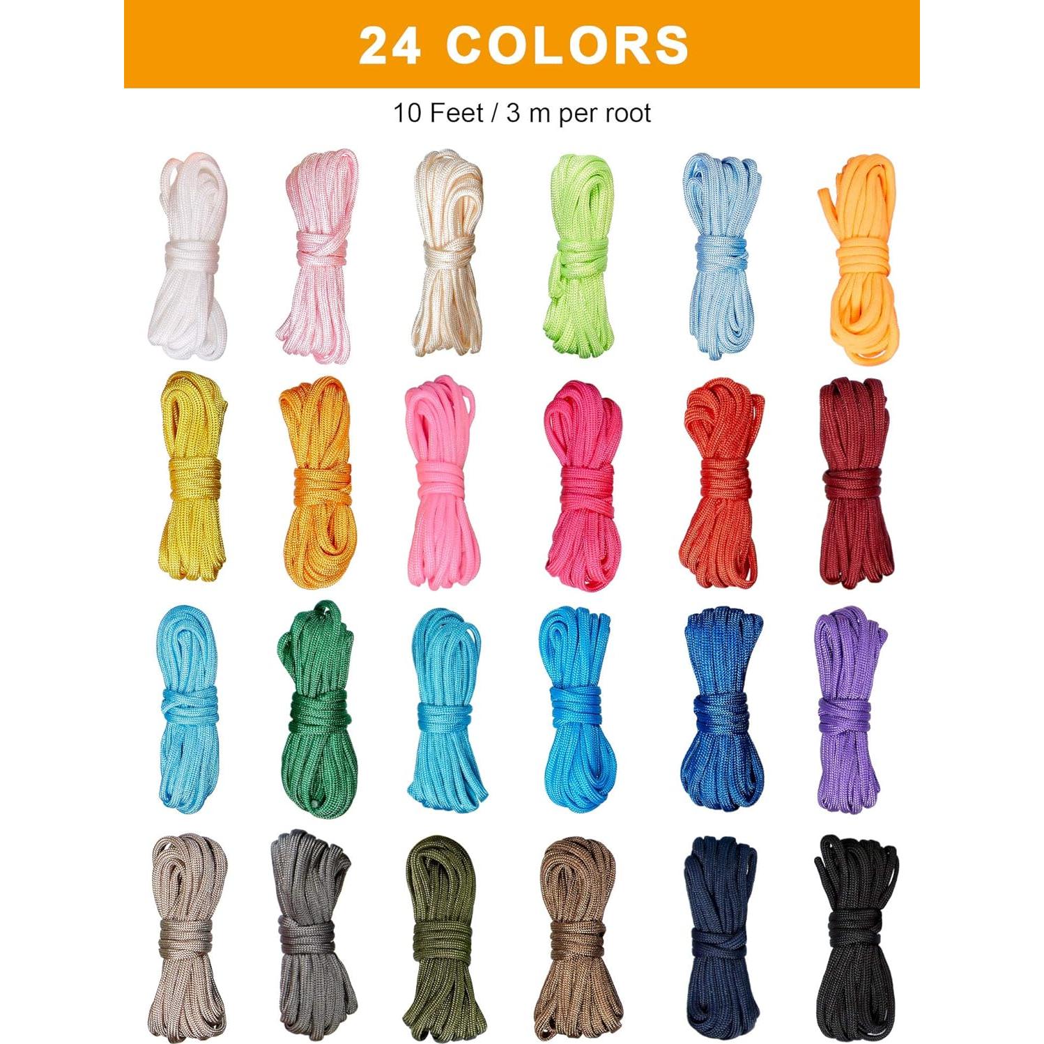 Kit 24 Cuerdas Paracord 550 Boao 3m Colorido para DIY
