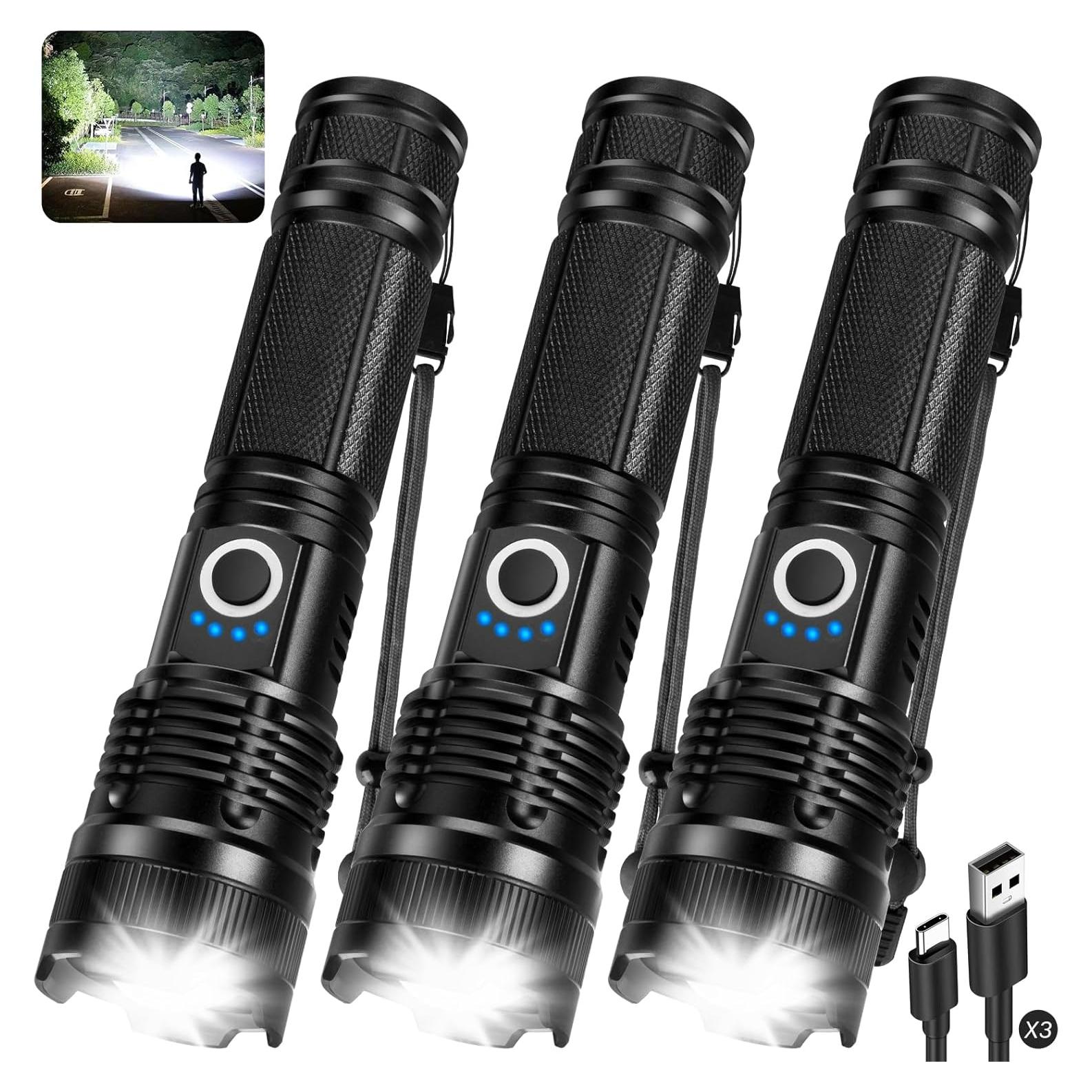 Linterna Recargable BEFAMALI 990000LM 5 Modos IPX7 3 Piezas