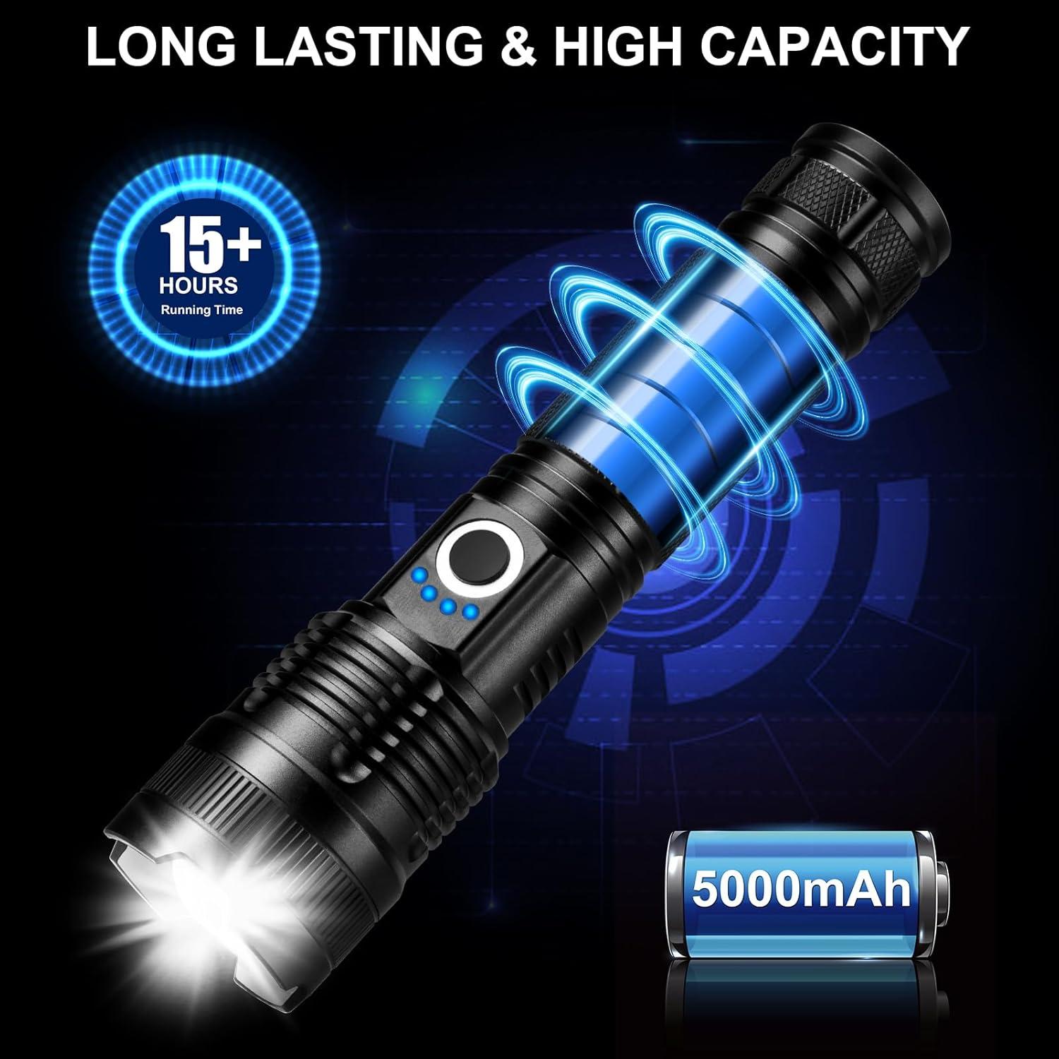 Linterna Recargable BEFAMALI 990000LM 5 Modos IPX7 3 Piezas