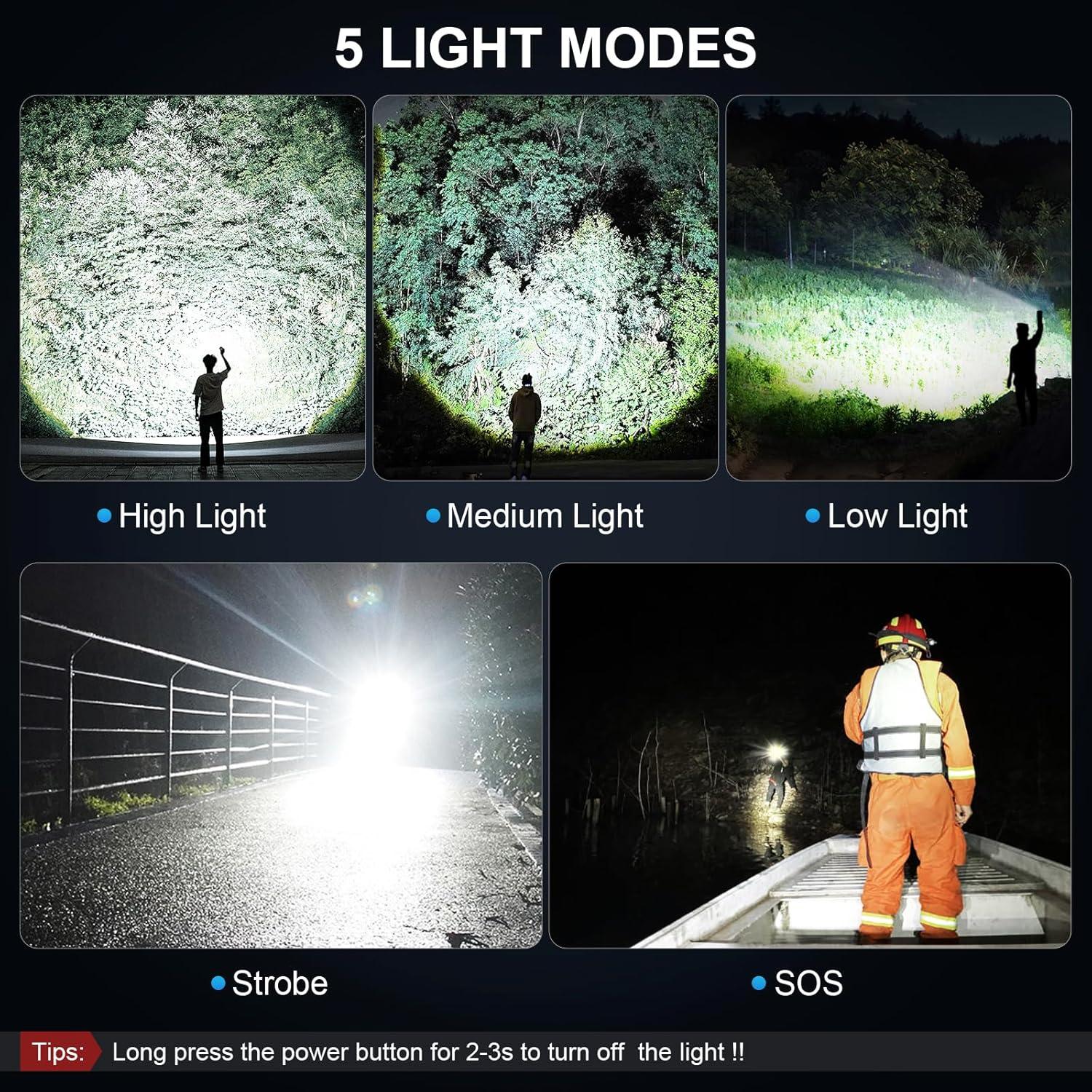 Linterna Recargable BEFAMALI 990000LM 5 Modos IPX7 3 Piezas