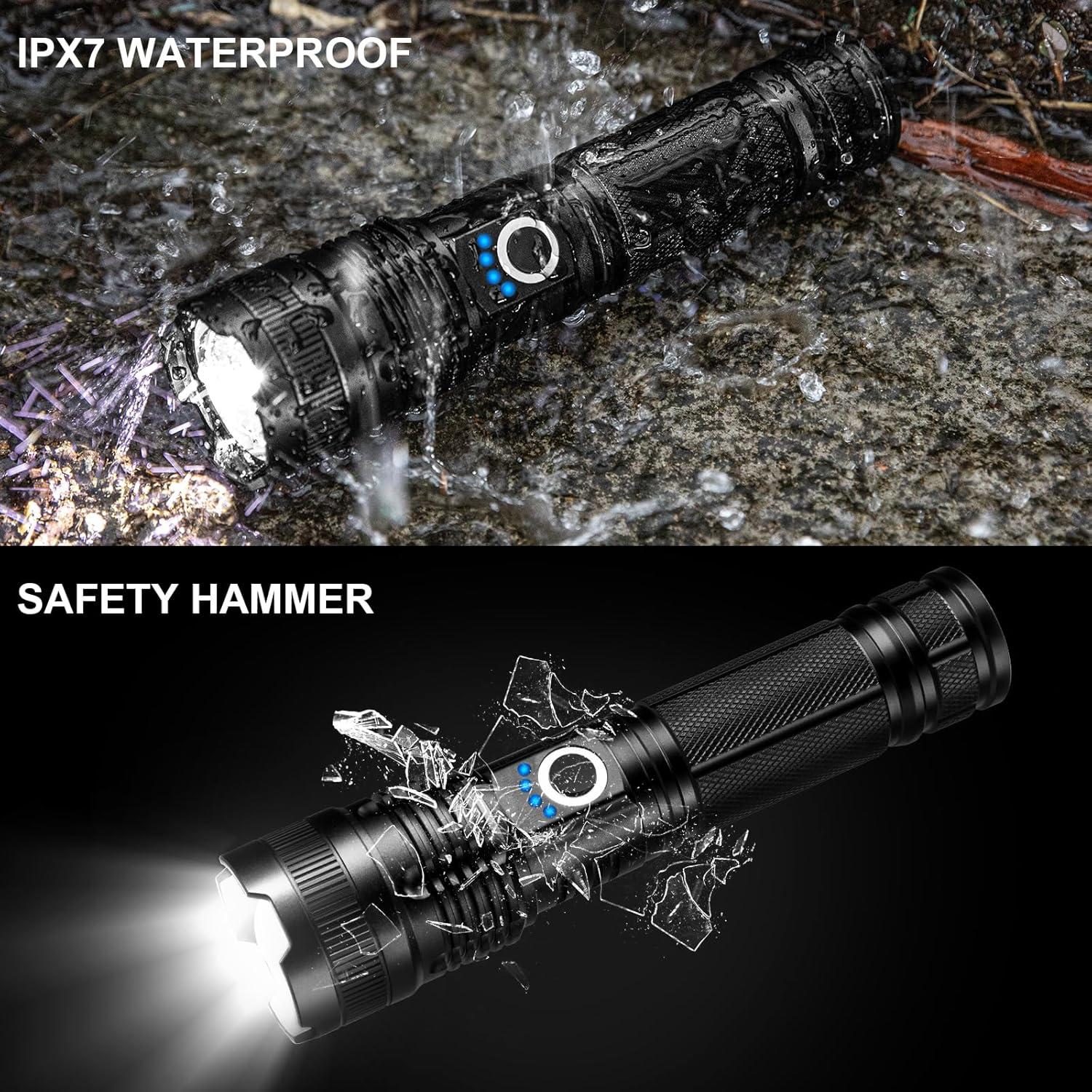 Linterna Recargable BEFAMALI 990000LM 5 Modos IPX7 3 Piezas