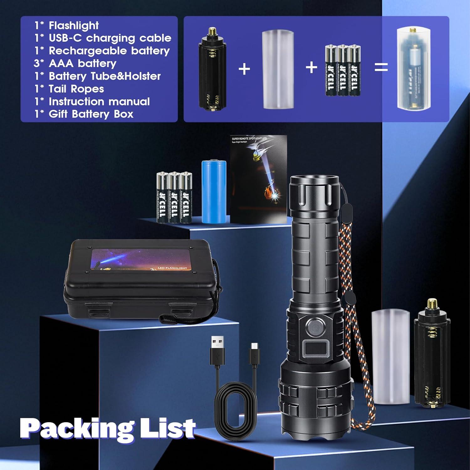 Linterna LED Recargable HMFREE A06 1000000 Lúmenes Impermeable