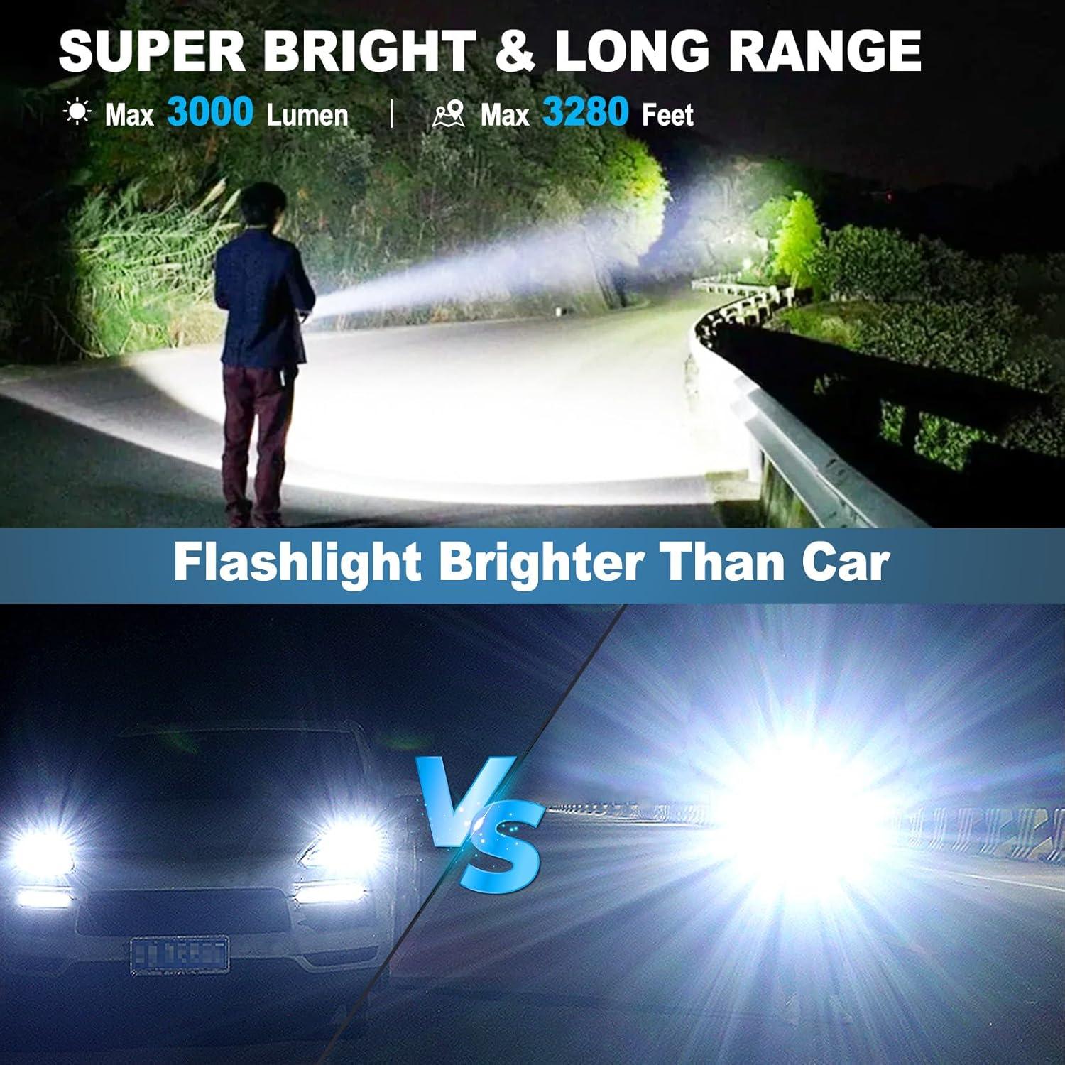 Linterna Recargable GDPLUS 3000 Lúmenes IPX6 Paquete de 2