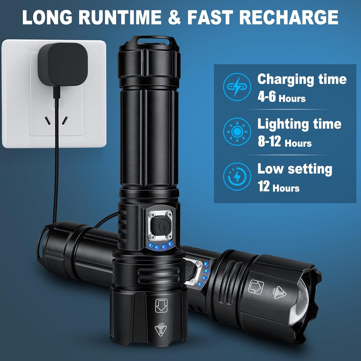 Linterna Recargable GDPLUS 3000 Lúmenes IPX6 Paquete de 2