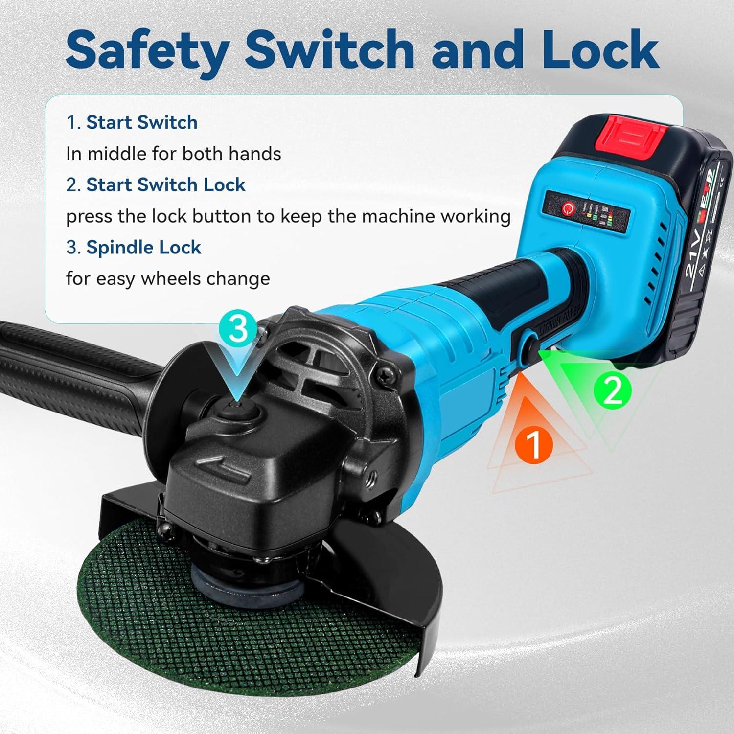 Amoladora Angular Inalámbrica Housiwill 125mm 800W 11000RPM