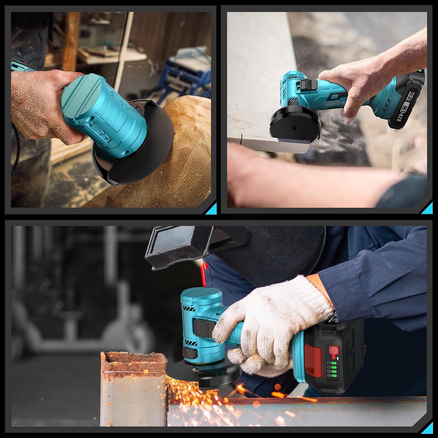 Amoladora Angular Inalámbrica Seesii 21V 19000 RPM 3"