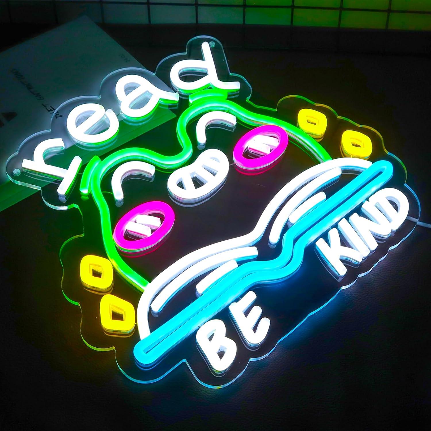 Letrero Neón LED TOPQUALI 'Lea Libros Y Sea Amable' 33.4x30.9cm