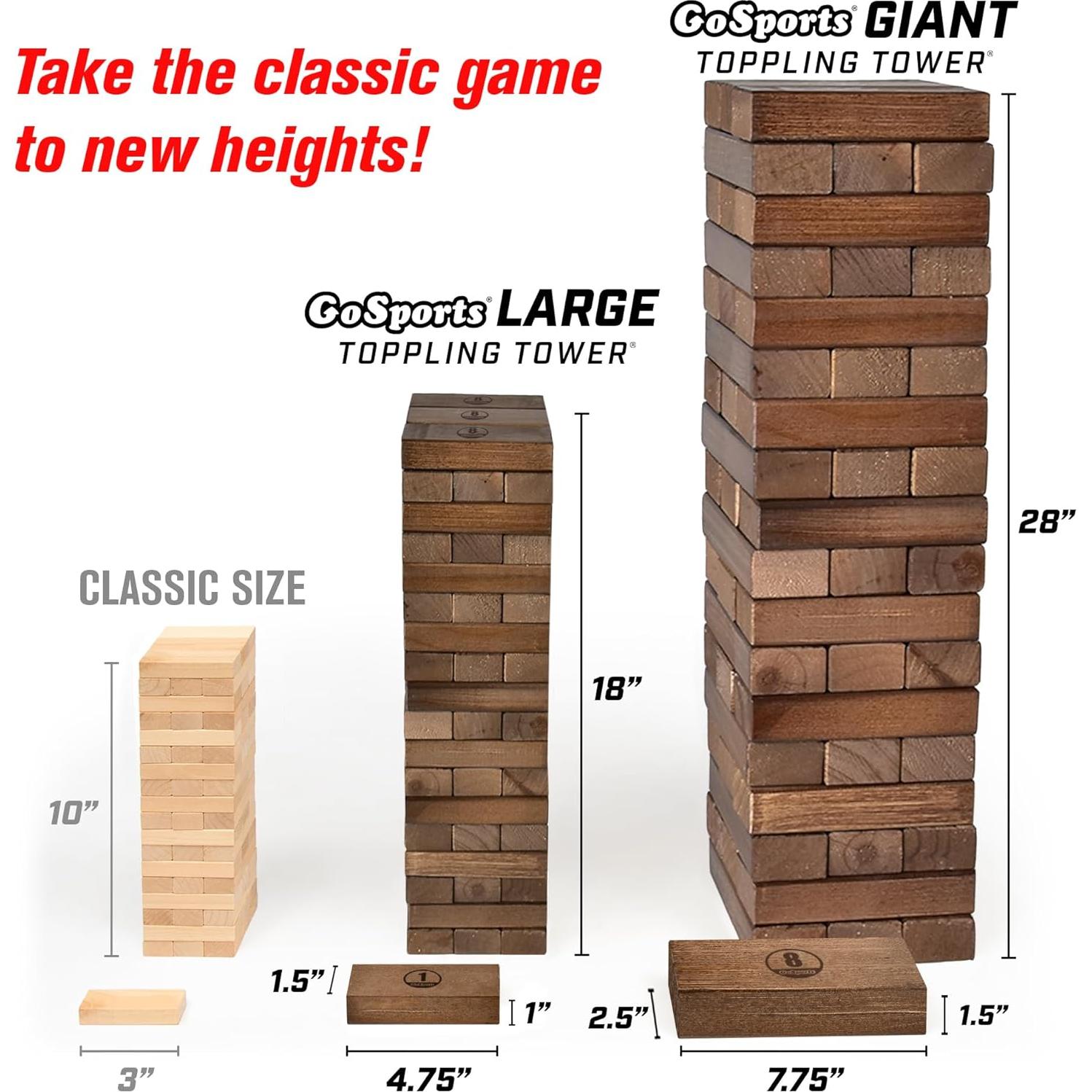 Juego de Apilamiento de Madera GoSports Torre Inclinada Grande